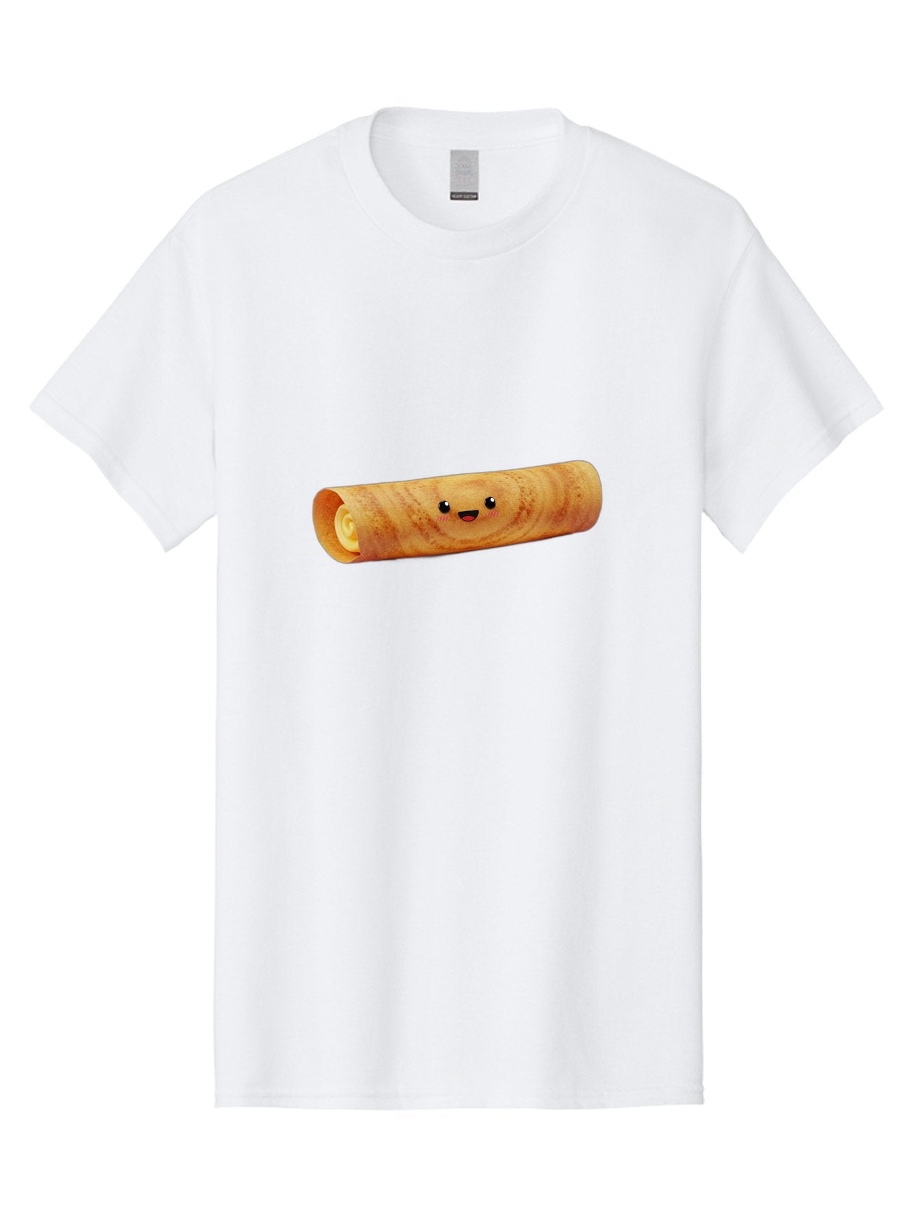 Smiling-Crepe-1 Men'S Graphic Tee, 100% Cotton, Comfortable Casual Summer Wear, Machine Washable, Crepe With Face, Happy Expression, Food Character, Sweet Treat, Crepe Roll, French Dessert, Cartoon Food, Cute Pastry, Dessert Illustration Bab409 15