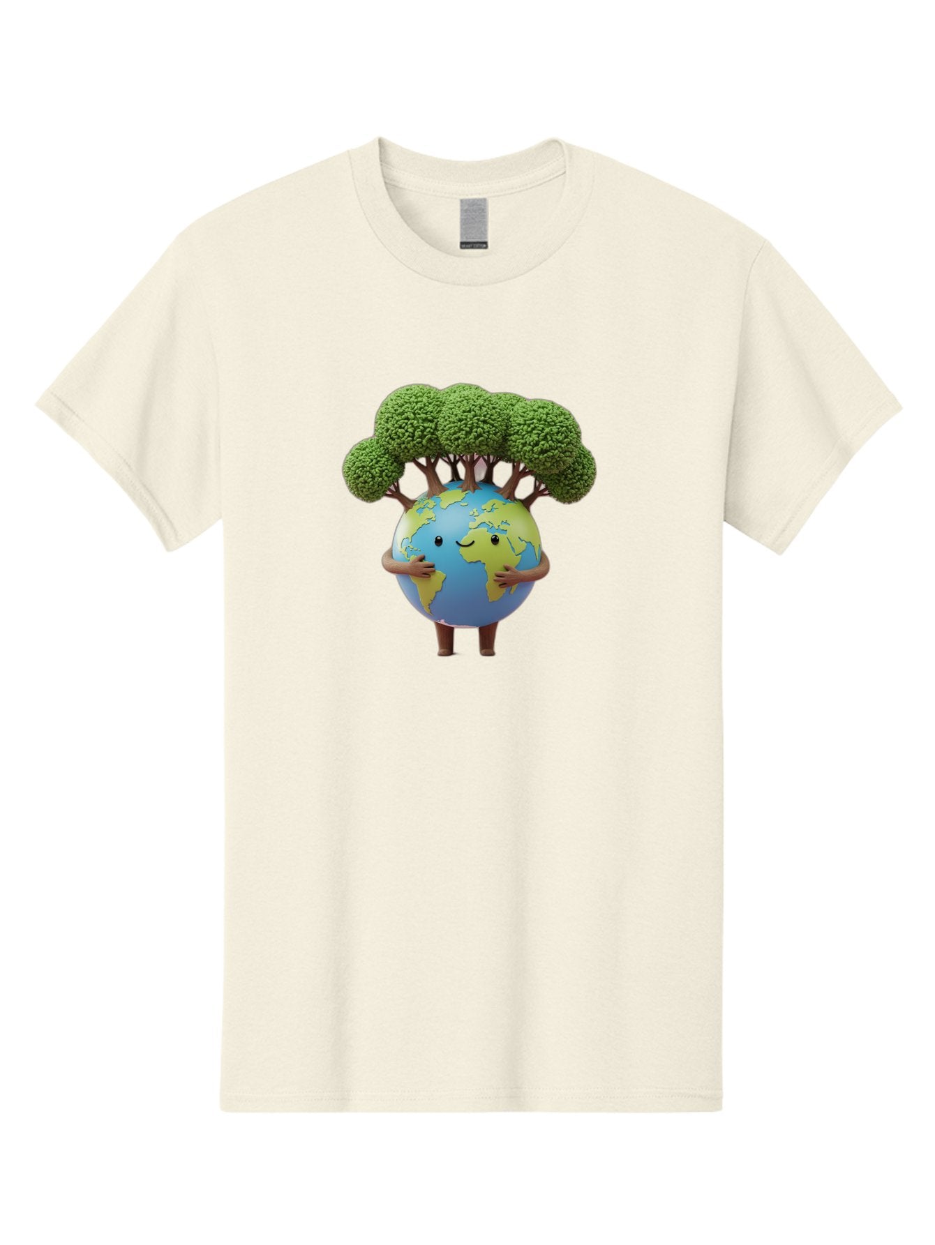 Smiling-Earth-1 Men'S Graphic Tee, 100% Cotton, Comfortable Casual Summer Wear, Machine Washable, Cartoon Globe, Eco-Friendly, Earth With Trees, Smiling Face, Environmental Awareness, Conservation, Sustainable Living, Green Initiatives, Bab412 14