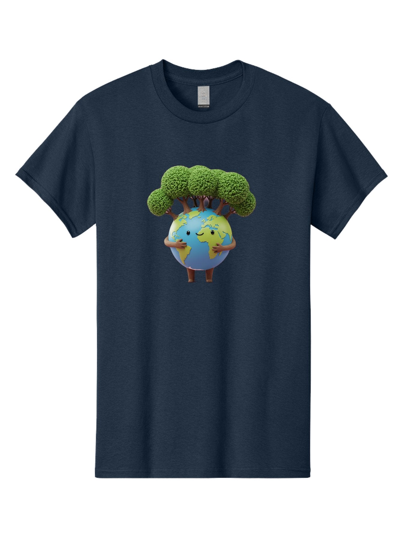 Smiling-Earth-1 Men'S Graphic Tee, 100% Cotton, Comfortable Casual Summer Wear, Machine Washable, Cartoon Globe, Eco-Friendly, Earth With Trees, Smiling Face, Environmental Awareness, Conservation, Sustainable Living, Green Initiatives, Bab412 10