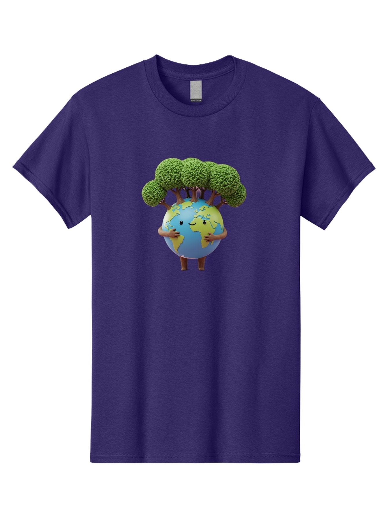 Smiling-Earth-1 Men'S Graphic Tee, 100% Cotton, Comfortable Casual Summer Wear, Machine Washable, Cartoon Globe, Eco-Friendly, Earth With Trees, Smiling Face, Environmental Awareness, Conservation, Sustainable Living, Green Initiatives, Bab412 7