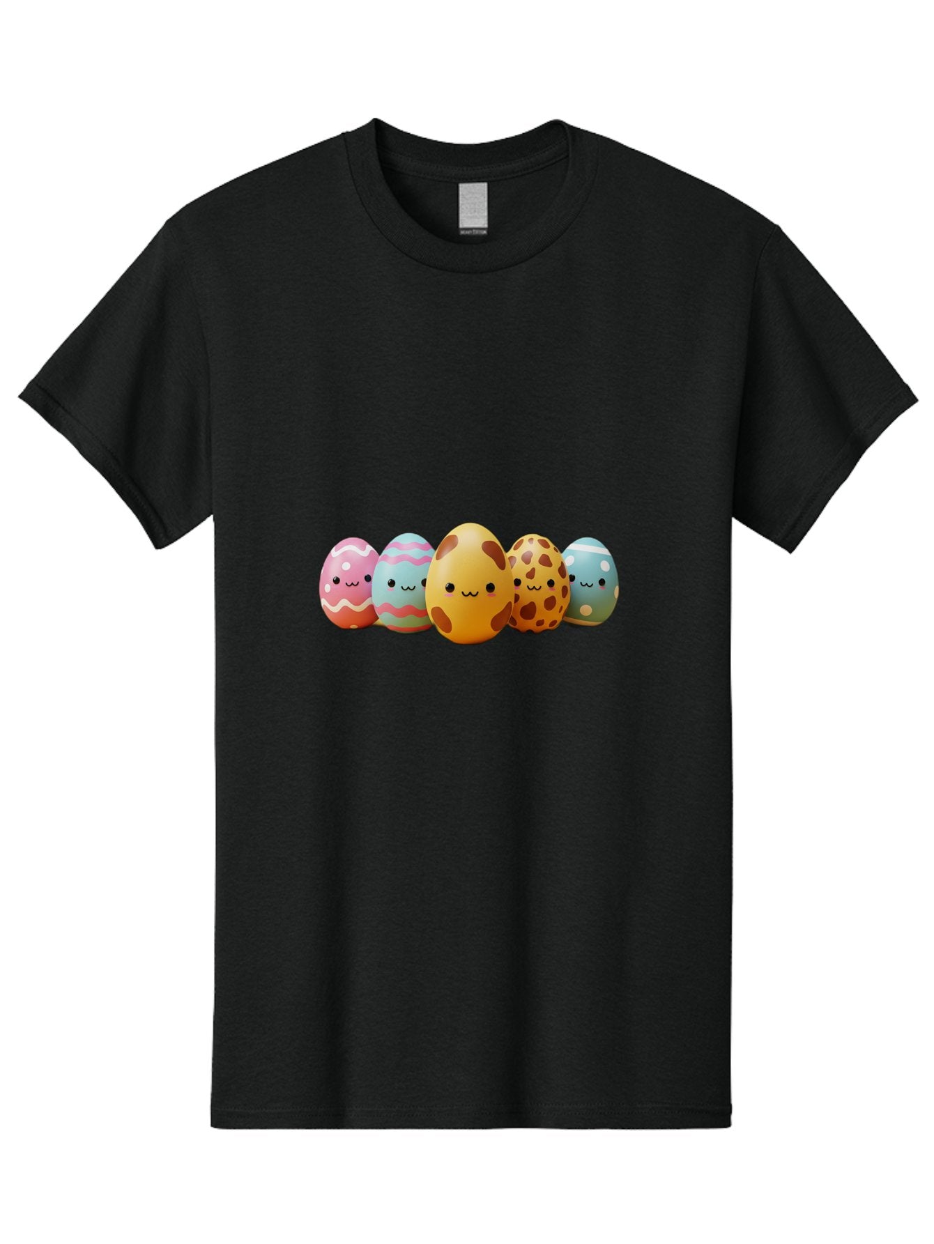 Smiling-Easter-Eggs Men'S Graphic Tee, 100% Cotton, Comfortable Casual Summer Wear, Machine Washable, Easter Eggs, Decorated Eggs, Colorful Eggs, Egg Designs, Spring Decoration, Easter Theme, Cartoon Eggs, Festive Eggs, Pastel Colors, Bab414 5