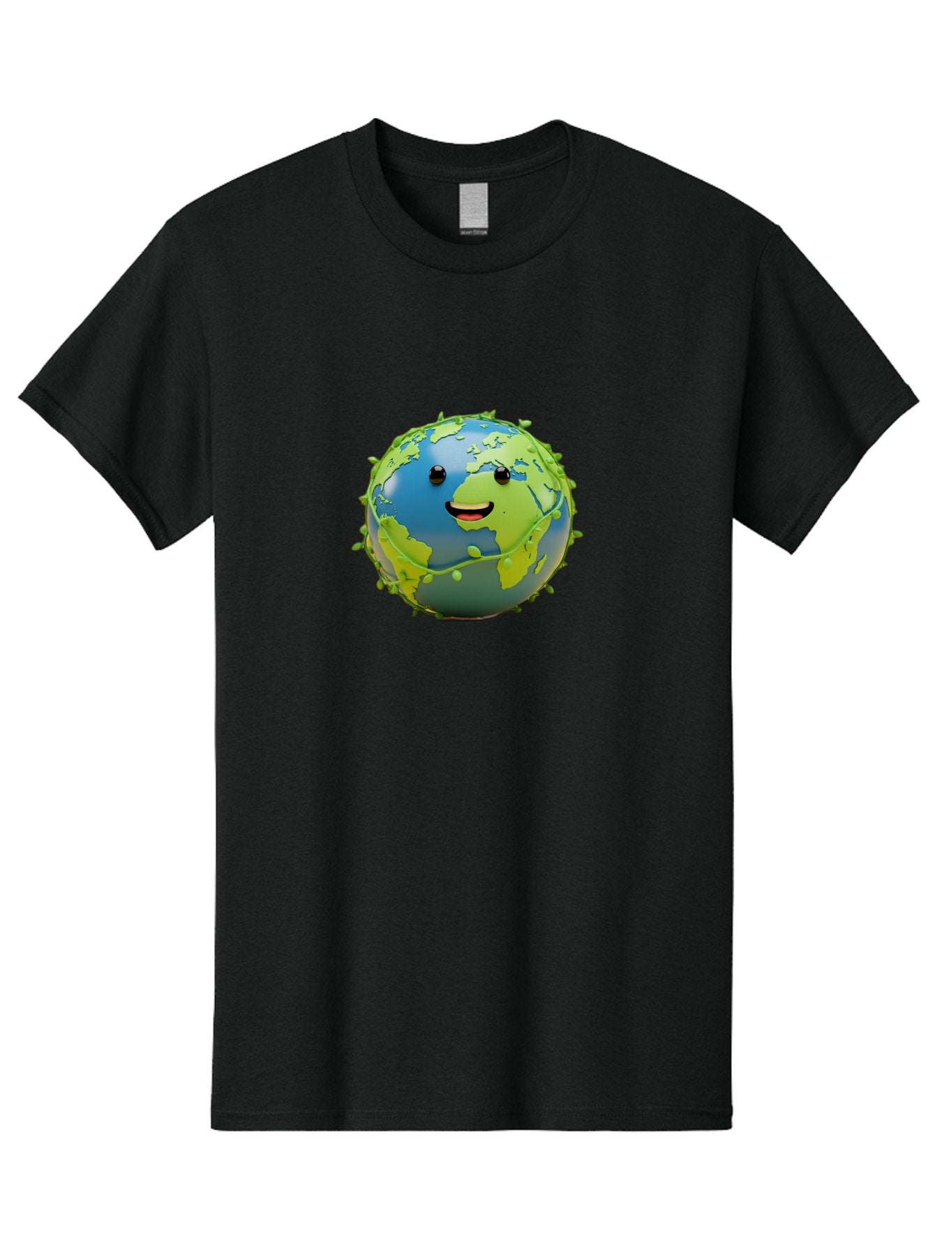 Smiling-Globe-1 Men'S Graphic Tee, 100% Cotton, Comfortable Casual Summer Wear, Machine Washable, Cartoon Globe, Smiling Face, Big Smile, Black Eyes, Coronavirus, Green Virus, Global Infection, World Map, Humor, Satire, Bab415 7
