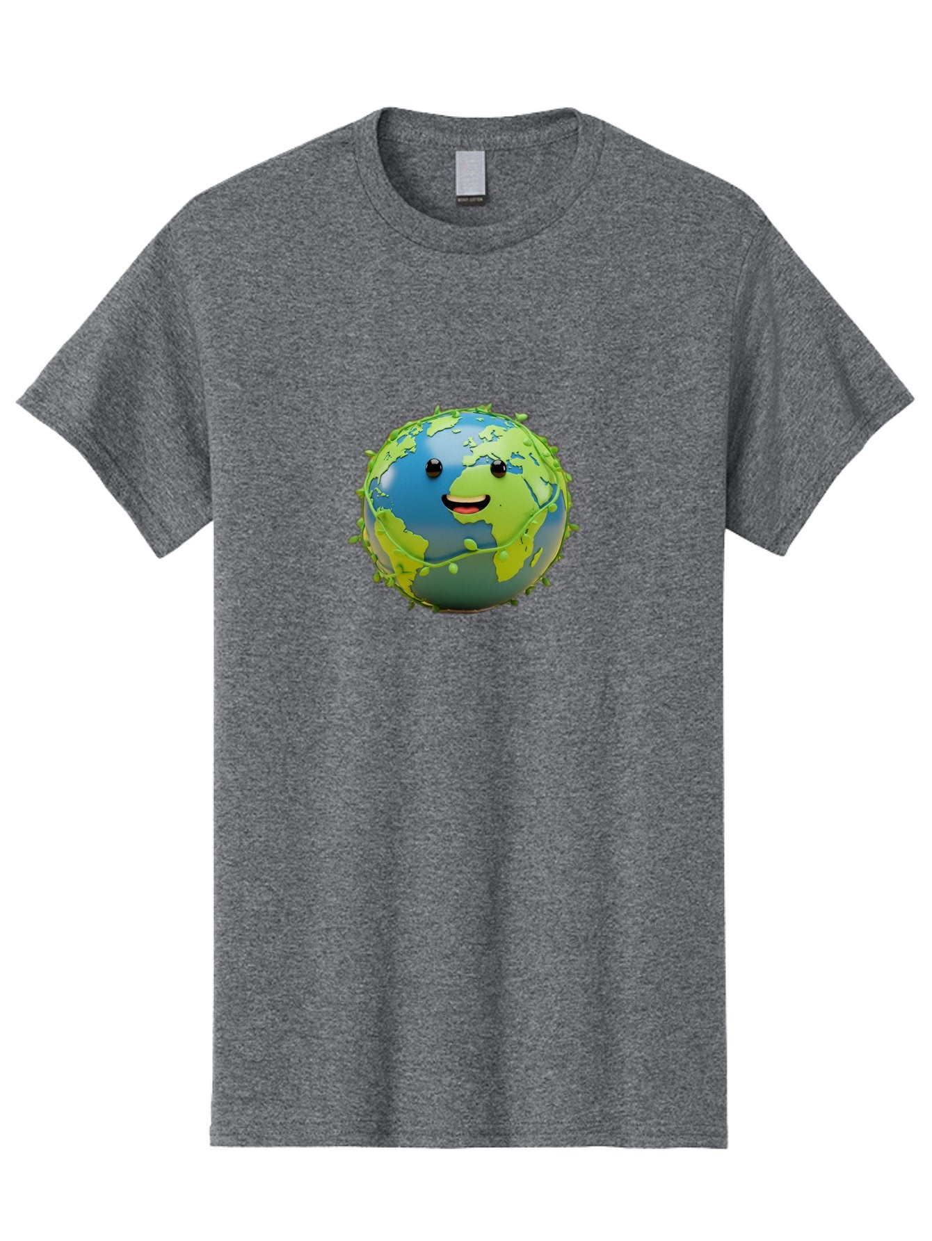 Smiling-Globe-1 Men'S Graphic Tee, 100% Cotton, Comfortable Casual Summer Wear, Machine Washable, Cartoon Globe, Smiling Face, Big Smile, Black Eyes, Coronavirus, Green Virus, Global Infection, World Map, Humor, Satire, Bab415 15