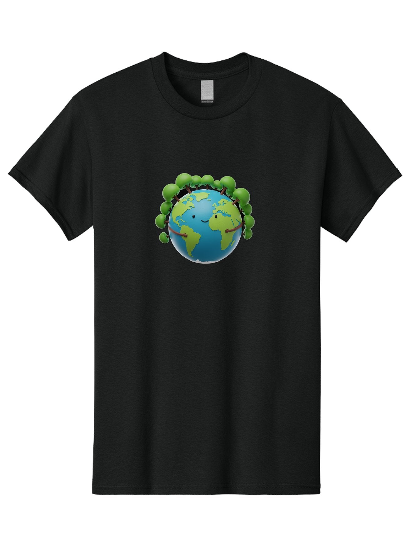 Smiling-Globe Men'S Graphic Tee, 100% Cotton, Comfortable Casual Summer Wear, Machine Washable, Cartoon Globe, Happy Earth, Smiling Planet, Green Leaves, Eco-Friendly, Environmental Awareness, Conservation, Sustainability, Global Unity Bab416 14