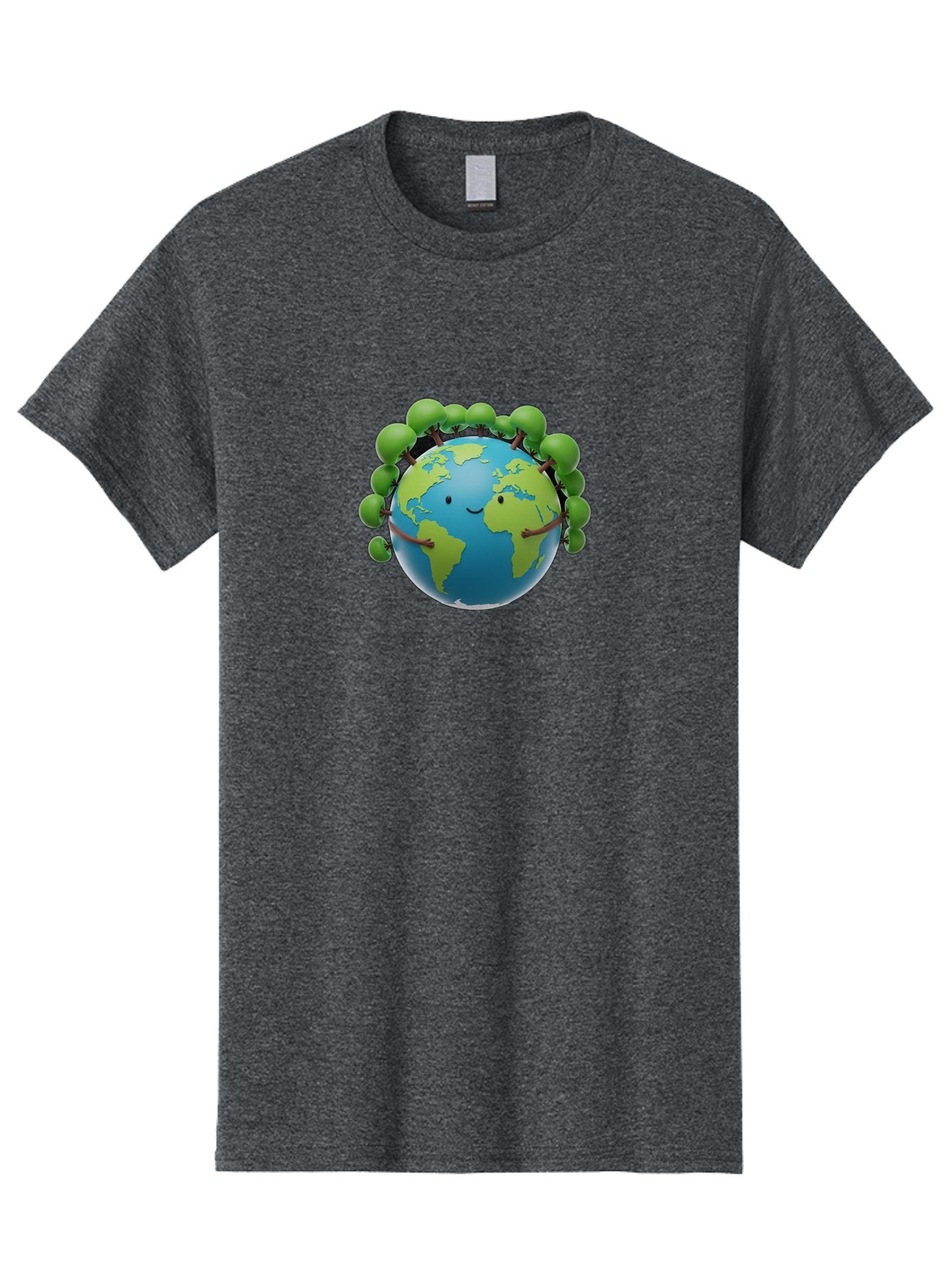 Smiling-Globe Men'S Graphic Tee, 100% Cotton, Comfortable Casual Summer Wear, Machine Washable, Cartoon Globe, Happy Earth, Smiling Planet, Green Leaves, Eco-Friendly, Environmental Awareness, Conservation, Sustainability, Global Unity Bab416 12