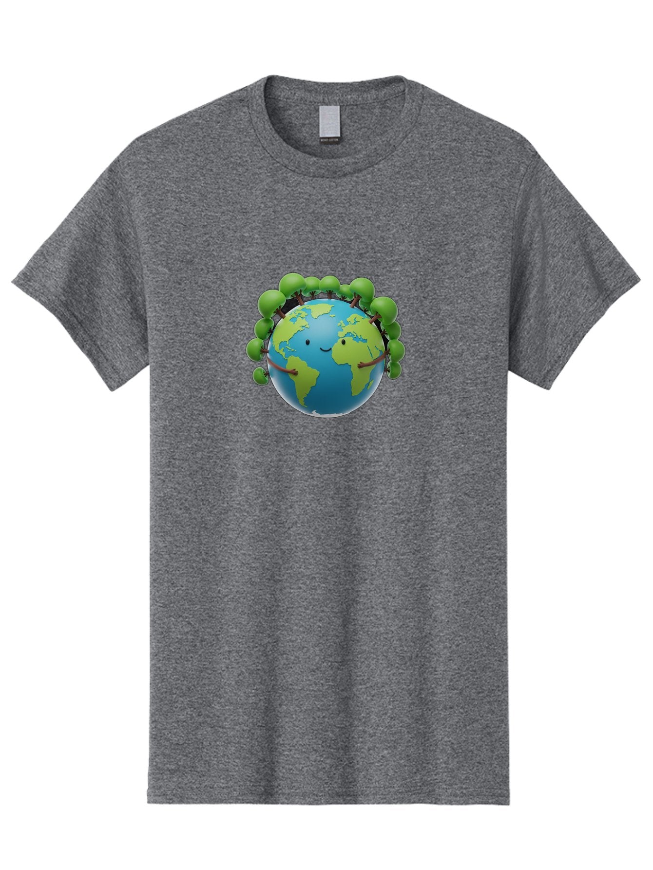 Smiling-Globe Men'S Graphic Tee, 100% Cotton, Comfortable Casual Summer Wear, Machine Washable, Cartoon Globe, Happy Earth, Smiling Planet, Green Leaves, Eco-Friendly, Environmental Awareness, Conservation, Sustainability, Global Unity Bab416 8