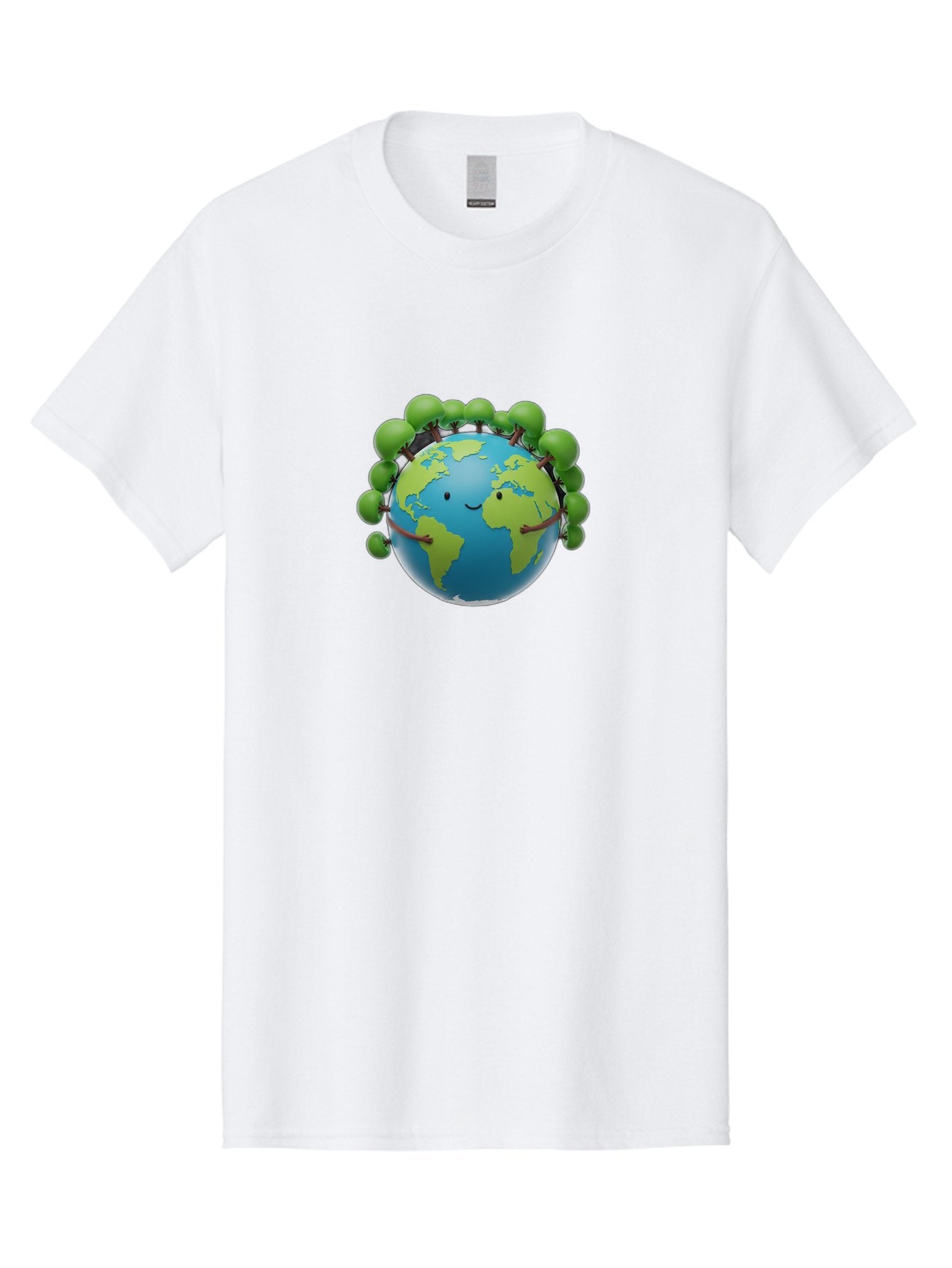 Smiling-Globe Men'S Graphic Tee, 100% Cotton, Comfortable Casual Summer Wear, Machine Washable, Cartoon Globe, Happy Earth, Smiling Planet, Green Leaves, Eco-Friendly, Environmental Awareness, Conservation, Sustainability, Global Unity Bab416 11