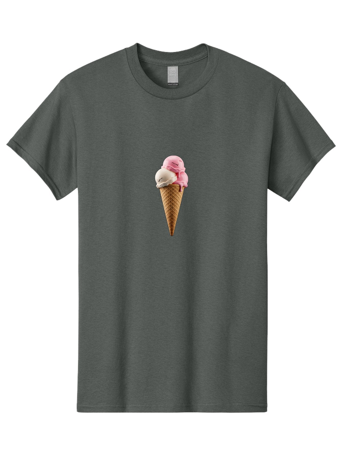 Smiling-Ice-Cream Men'S Graphic Tee, 100% Cotton, Comfortable Casual Summer Wear, Machine Washable, Ice Cream Cone, Pastel Colors, Smiling Ice Cream, Sweet Treats, Cartoonish Vibe, Playful Dessert, Summertime Snack, Fun Food, Kawaii Bab417