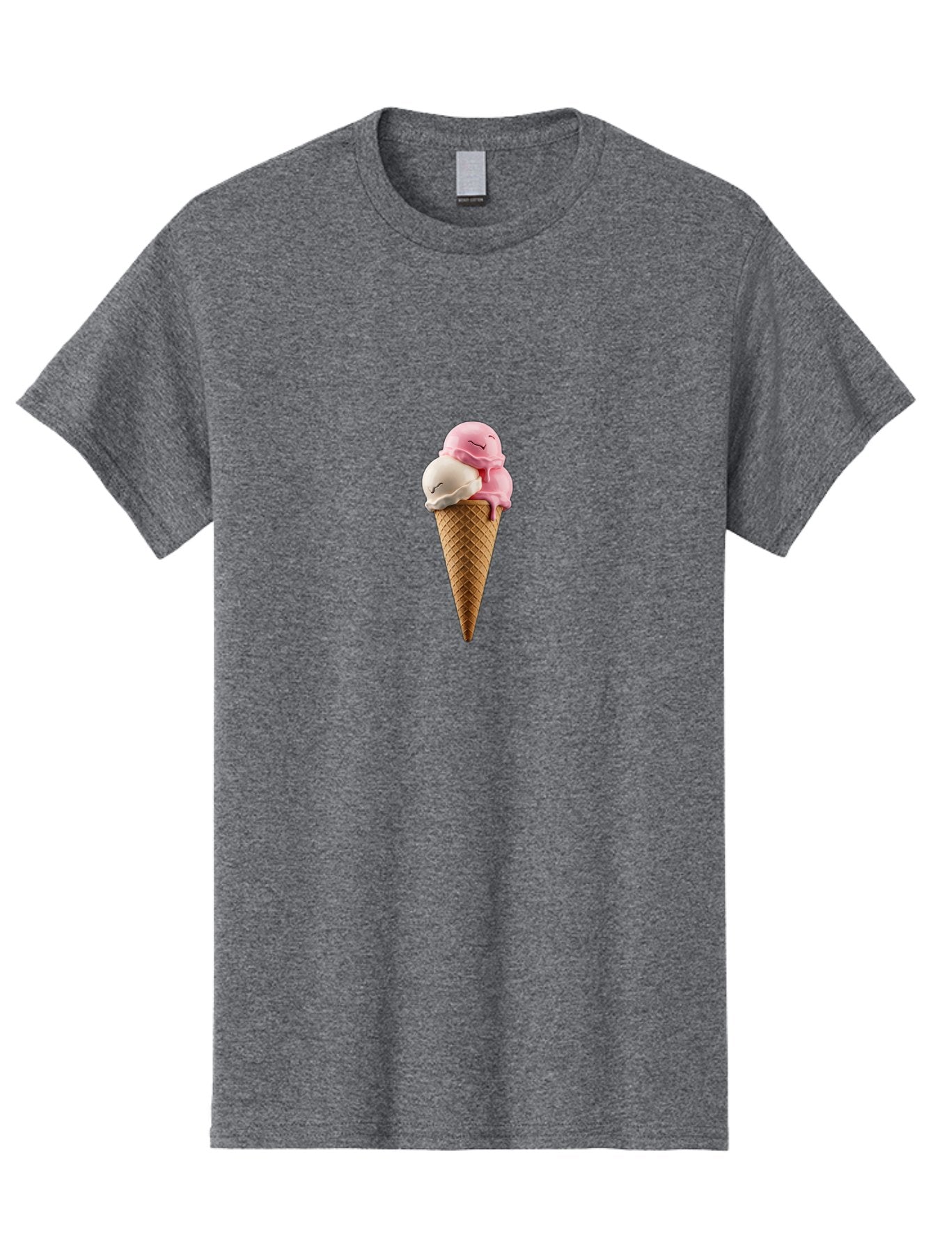 Smiling-Ice-Cream Men'S Graphic Tee, 100% Cotton, Comfortable Casual Summer Wear, Machine Washable, Ice Cream Cone, Pastel Colors, Smiling Ice Cream, Sweet Treats, Cartoonish Vibe, Playful Dessert, Summertime Snack, Fun Food, Kawaii Bab417 9