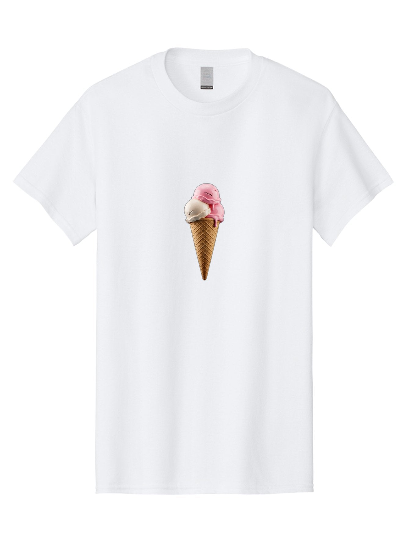 Smiling-Ice-Cream Men'S Graphic Tee, 100% Cotton, Comfortable Casual Summer Wear, Machine Washable, Ice Cream Cone, Pastel Colors, Smiling Ice Cream, Sweet Treats, Cartoonish Vibe, Playful Dessert, Summertime Snack, Fun Food, Kawaii Bab417 4