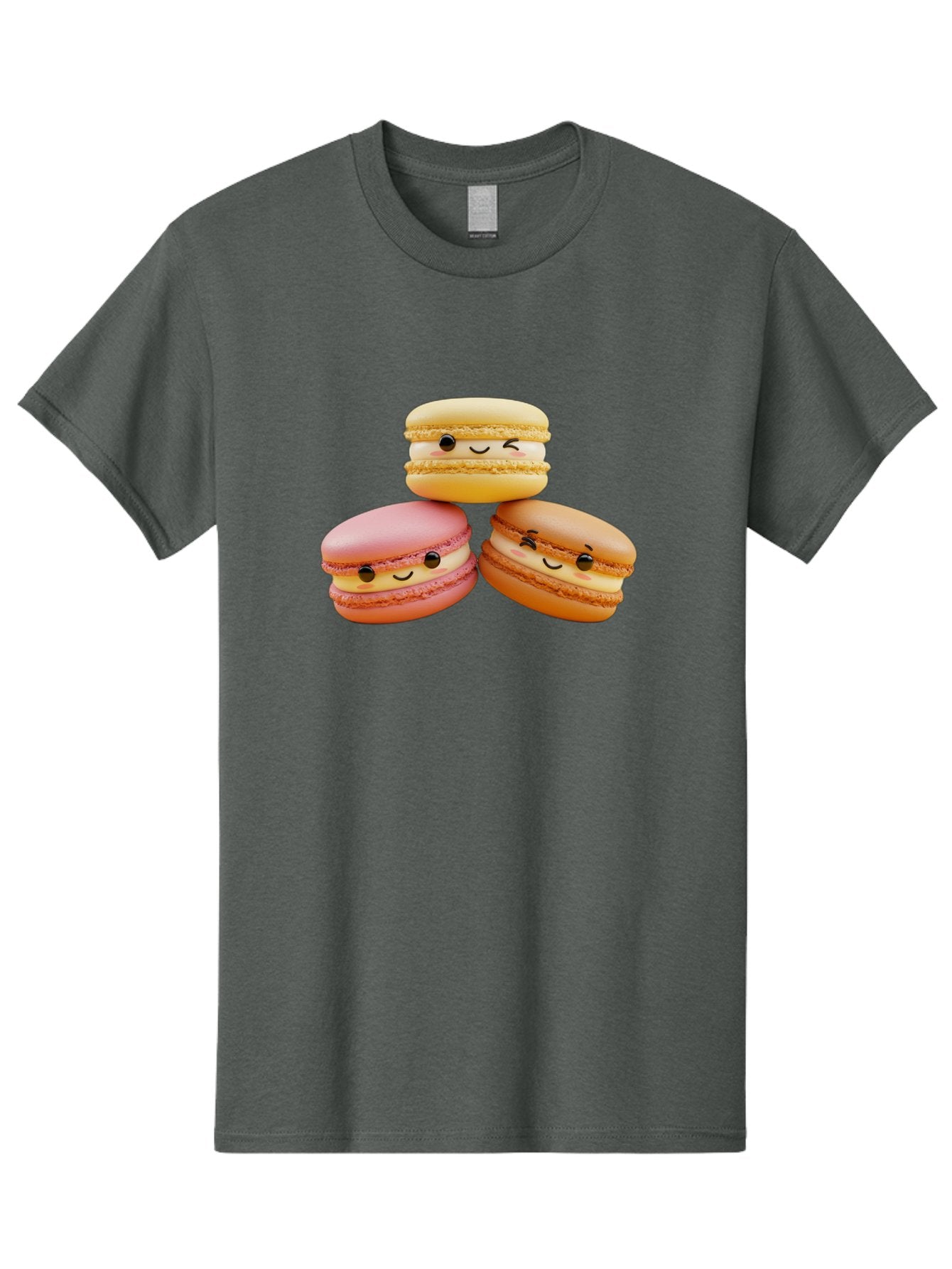 Smiling-Macarons-2 Men'S Graphic Tee, 100% Cotton, Comfortable Casual Summer Wear, Machine Washable, Colorful Macarons, Smiling Faces, Pastel Colors, Sweet Treats, Dessert, French Patisserie, Whimsical Design, Cute Pastries, Bakery Delights Bab419 8