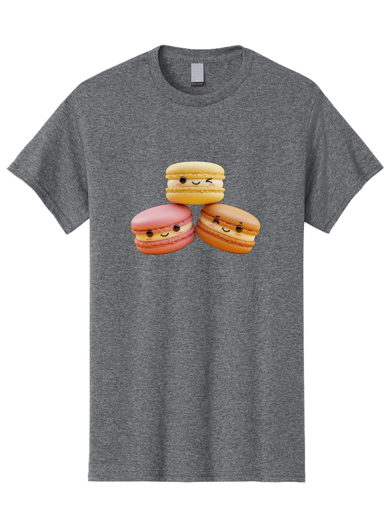 Smiling-Macarons-2 Men'S Graphic Tee, 100% Cotton, Comfortable Casual Summer Wear, Machine Washable, Colorful Macarons, Smiling Faces, Pastel Colors, Sweet Treats, Dessert, French Patisserie, Whimsical Design, Cute Pastries, Bakery Delights Bab419 11