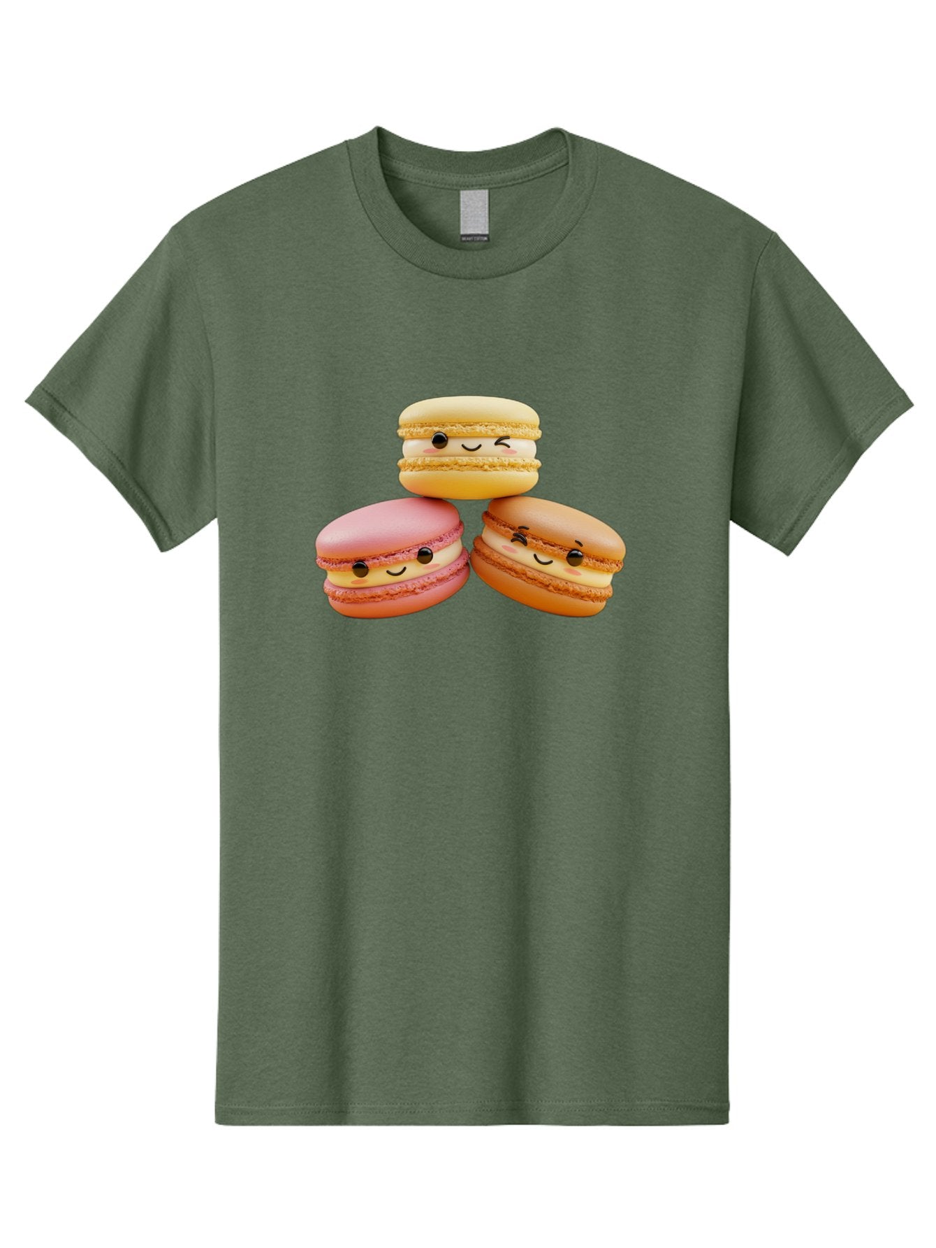 Smiling-Macarons-2 Men'S Graphic Tee, 100% Cotton, Comfortable Casual Summer Wear, Machine Washable, Colorful Macarons, Smiling Faces, Pastel Colors, Sweet Treats, Dessert, French Patisserie, Whimsical Design, Cute Pastries, Bakery Delights Bab419 9