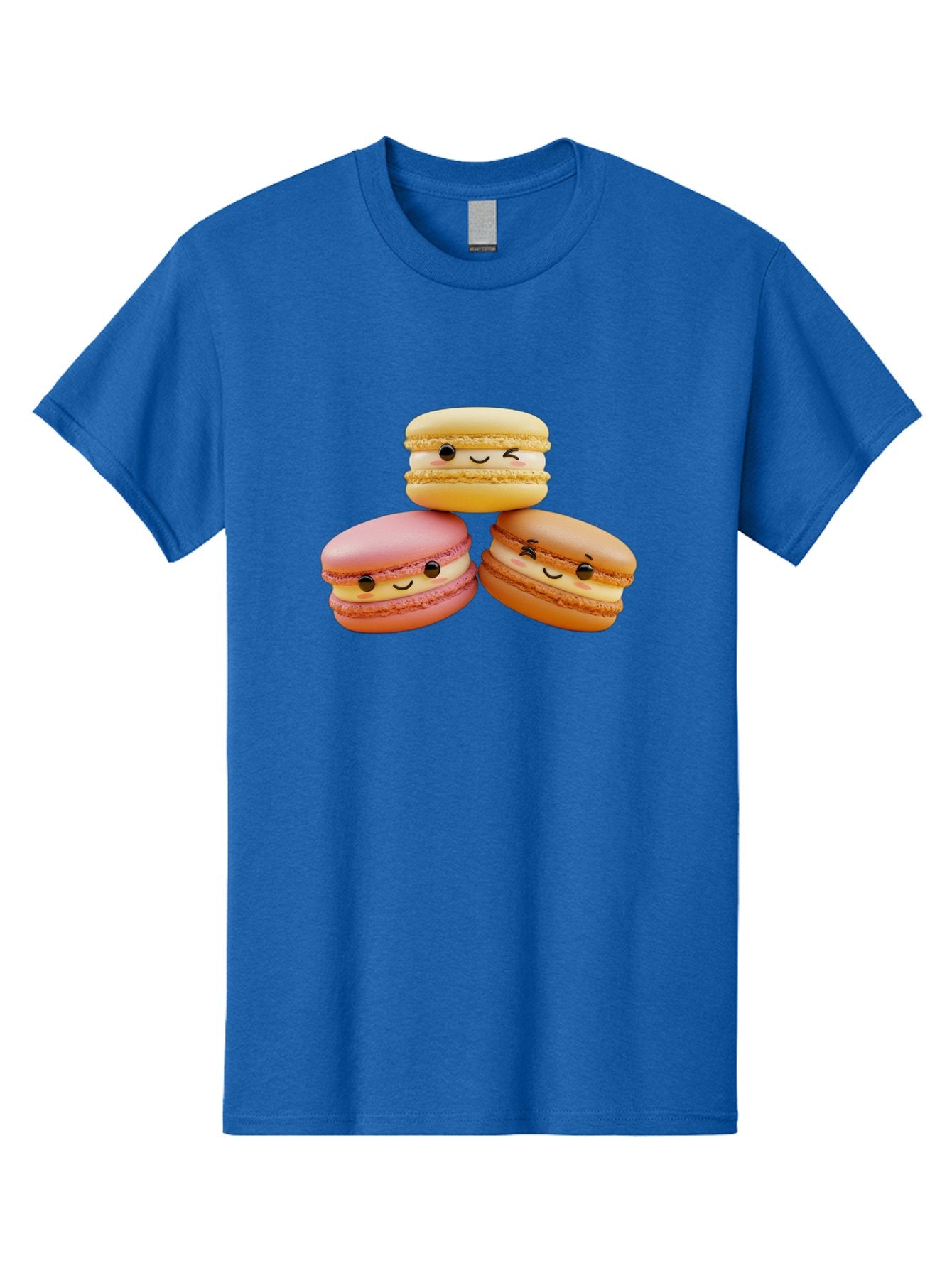 Smiling-Macarons-2 Men'S Graphic Tee, 100% Cotton, Comfortable Casual Summer Wear, Machine Washable, Colorful Macarons, Smiling Faces, Pastel Colors, Sweet Treats, Dessert, French Patisserie, Whimsical Design, Cute Pastries, Bakery Delights Bab419 10