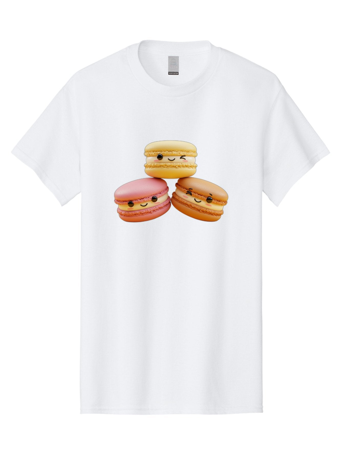 Smiling-Macarons-2 Men'S Graphic Tee, 100% Cotton, Comfortable Casual Summer Wear, Machine Washable, Colorful Macarons, Smiling Faces, Pastel Colors, Sweet Treats, Dessert, French Patisserie, Whimsical Design, Cute Pastries, Bakery Delights Bab419 5