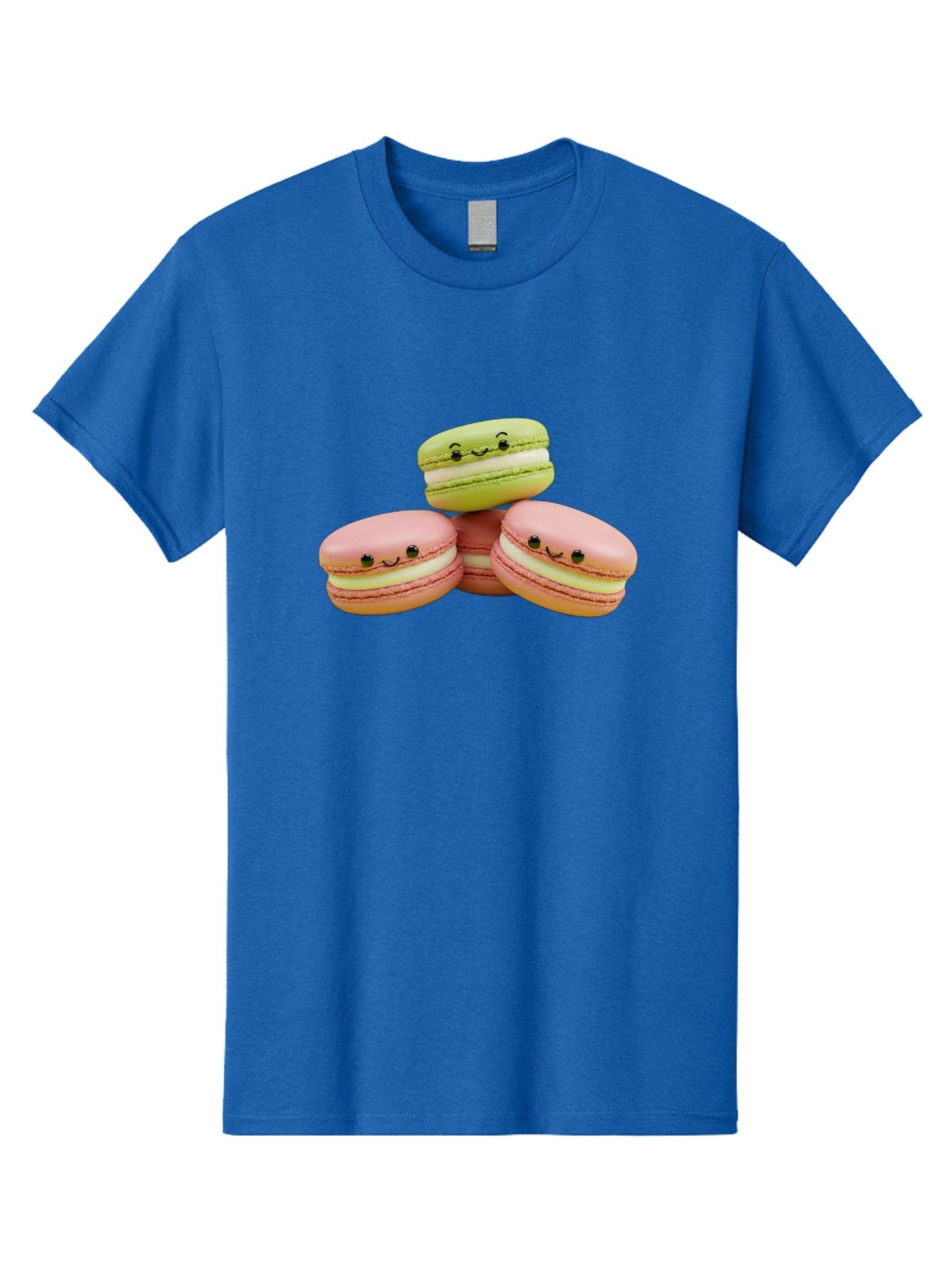 Smiling-Macarons-3 Men'S Graphic Tee, 100% Cotton, Comfortable Casual Summer Wear, Machine Washable, Pink And Green Macarons, French Dessert, Cute Emoticons, Smiley Faces, Sweet Treats, Pastel Colors, Dessert Photography Bab420 9