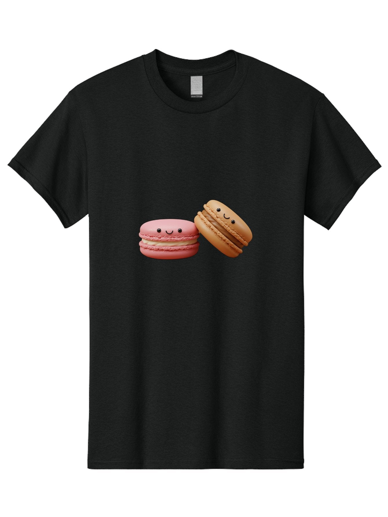 Smiling-Macarons-6 Men'S Graphic Tee, 100% Cotton, Comfortable Casual Summer Wear, Machine Washable, Pink Macaron, Beige Macaron, French Dessert, Sweet Treats, Smiling Faces, Cute Pastries, Delicious Macarons, Bakery Delights Bab423 12