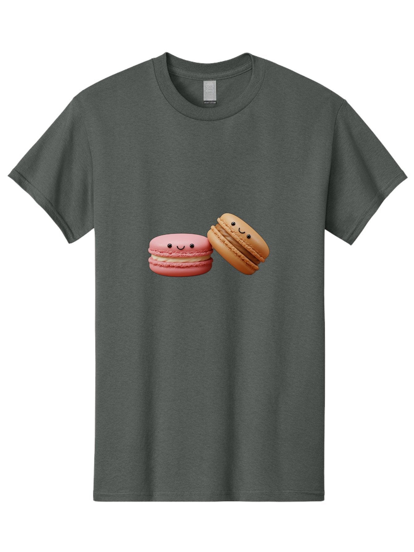 Smiling-Macarons-6 Men'S Graphic Tee, 100% Cotton, Comfortable Casual Summer Wear, Machine Washable, Pink Macaron, Beige Macaron, French Dessert, Sweet Treats, Smiling Faces, Cute Pastries, Delicious Macarons, Bakery Delights Bab423 3