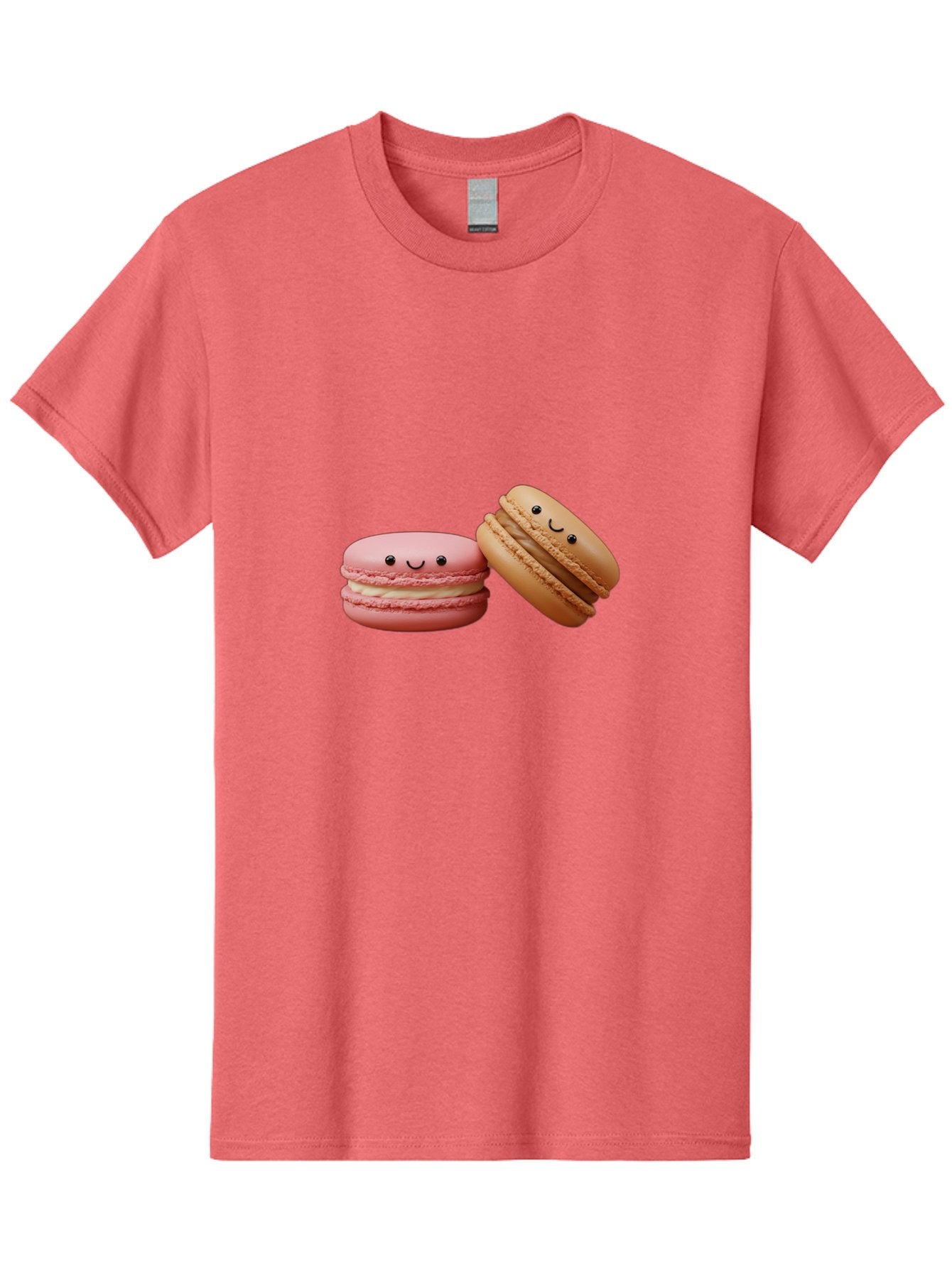 Smiling-Macarons-6 Men'S Graphic Tee, 100% Cotton, Comfortable Casual Summer Wear, Machine Washable, Pink Macaron, Beige Macaron, French Dessert, Sweet Treats, Smiling Faces, Cute Pastries, Delicious Macarons, Bakery Delights Bab423 7