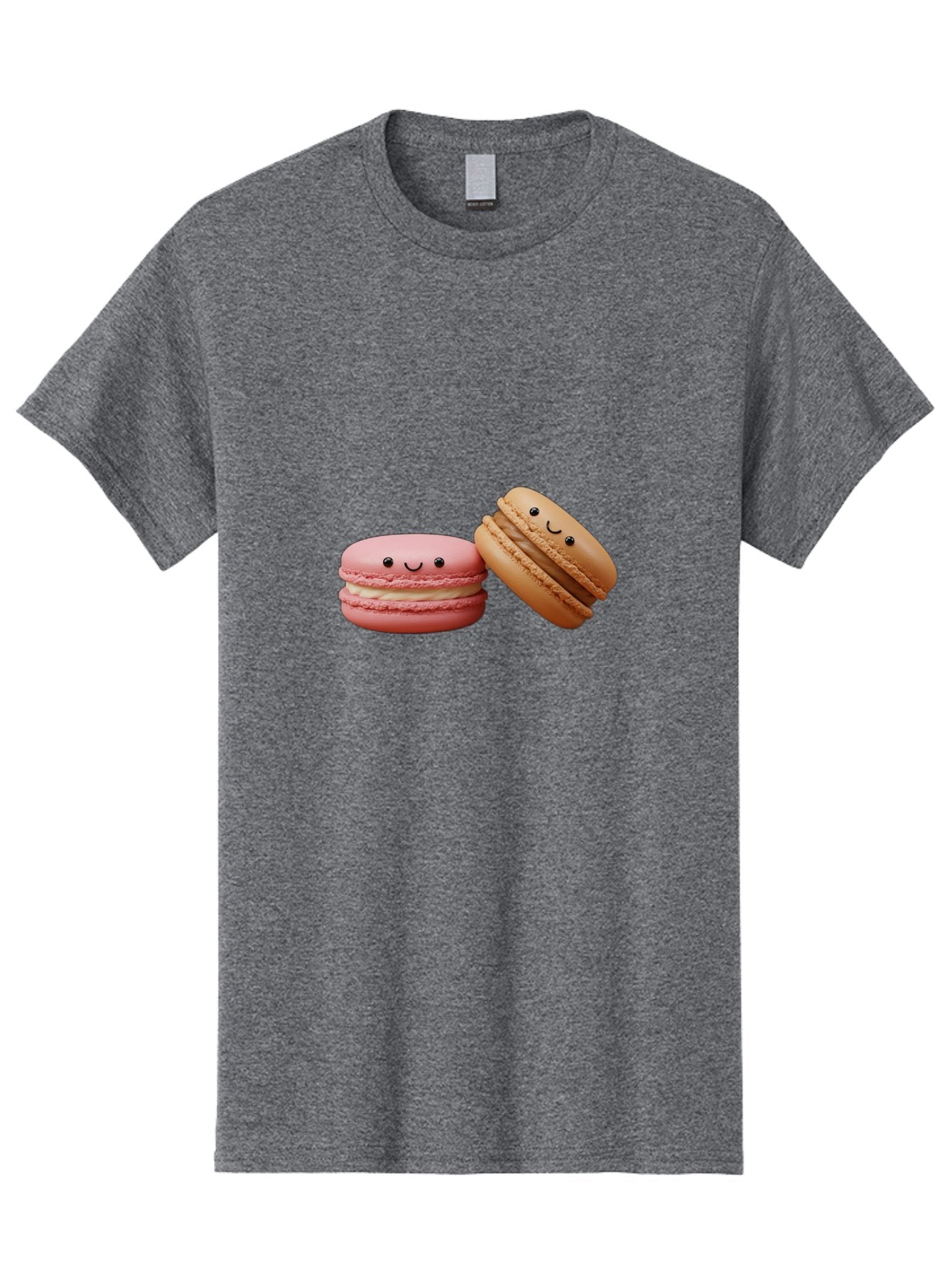 Smiling-Macarons-6 Men'S Graphic Tee, 100% Cotton, Comfortable Casual Summer Wear, Machine Washable, Pink Macaron, Beige Macaron, French Dessert, Sweet Treats, Smiling Faces, Cute Pastries, Delicious Macarons, Bakery Delights Bab423 8