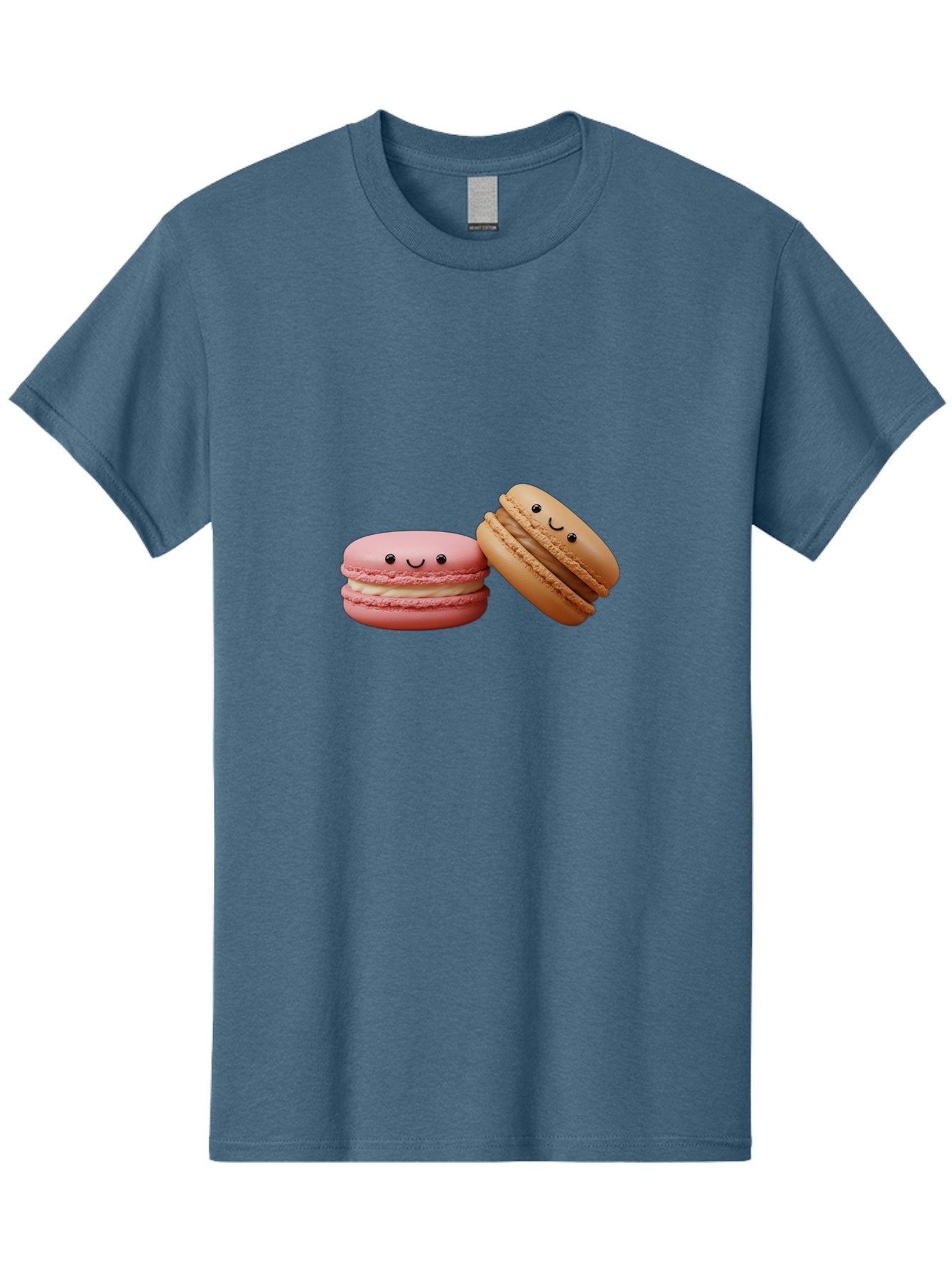 Smiling-Macarons-6 Men'S Graphic Tee, 100% Cotton, Comfortable Casual Summer Wear, Machine Washable, Pink Macaron, Beige Macaron, French Dessert, Sweet Treats, Smiling Faces, Cute Pastries, Delicious Macarons, Bakery Delights Bab423 11