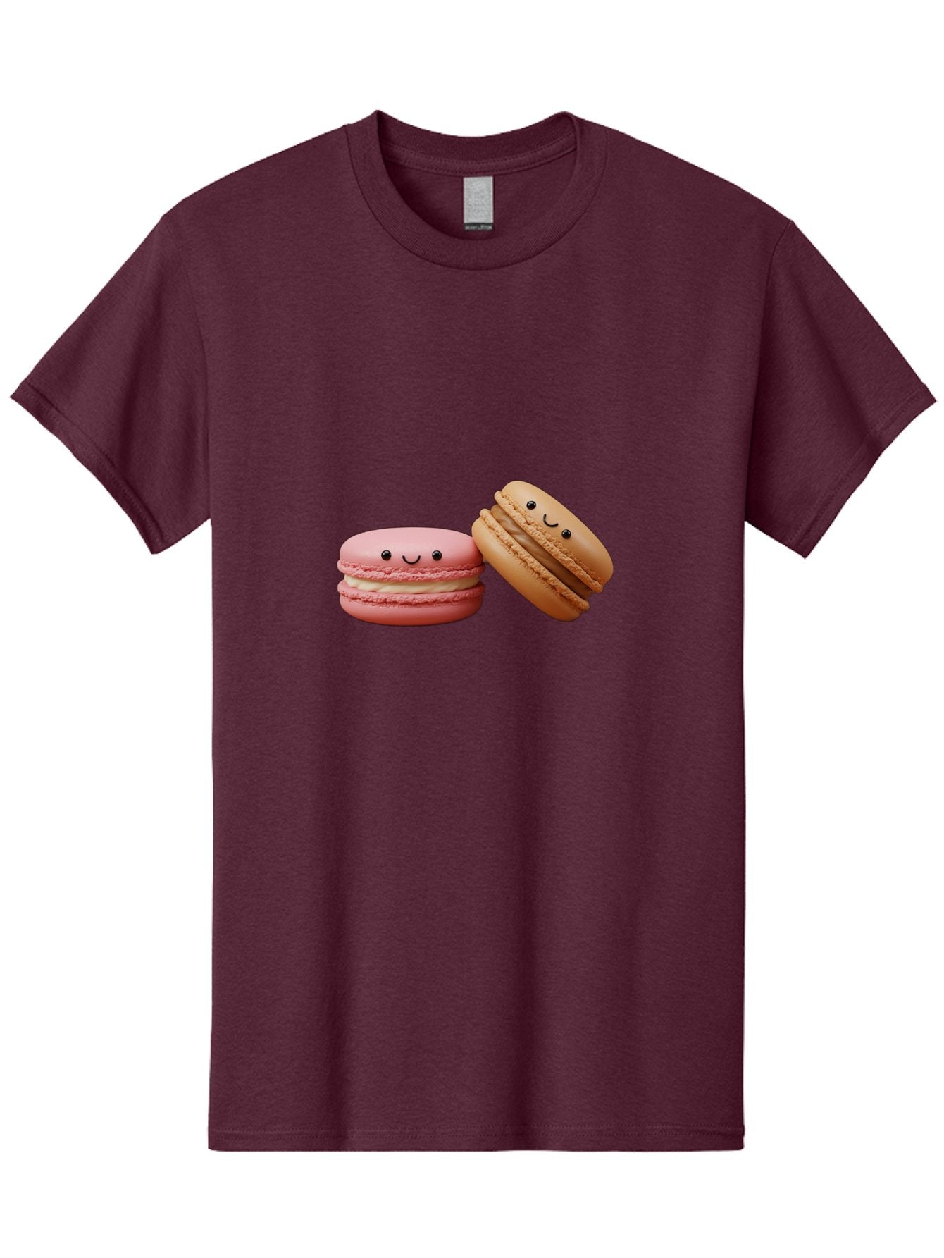 Smiling-Macarons-6 Men'S Graphic Tee, 100% Cotton, Comfortable Casual Summer Wear, Machine Washable, Pink Macaron, Beige Macaron, French Dessert, Sweet Treats, Smiling Faces, Cute Pastries, Delicious Macarons, Bakery Delights Bab423
