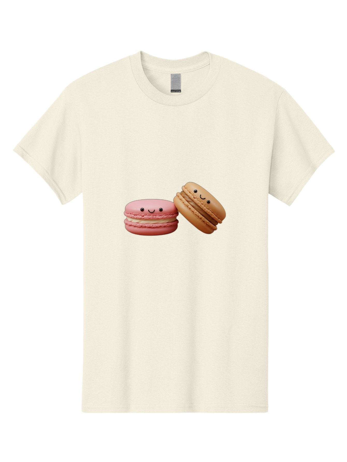 Smiling-Macarons-6 Men'S Graphic Tee, 100% Cotton, Comfortable Casual Summer Wear, Machine Washable, Pink Macaron, Beige Macaron, French Dessert, Sweet Treats, Smiling Faces, Cute Pastries, Delicious Macarons, Bakery Delights Bab423 15