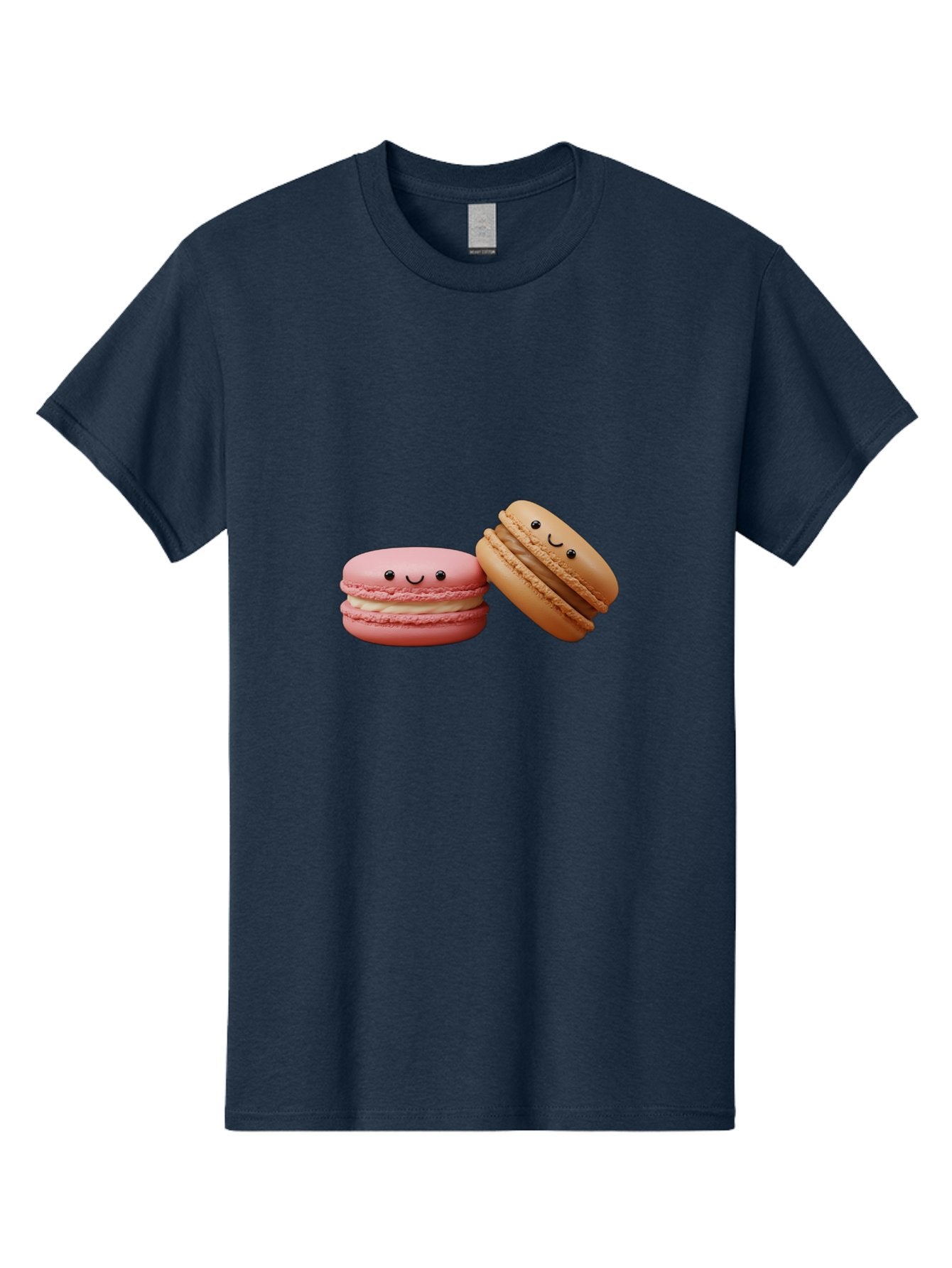 Smiling-Macarons-6 Men'S Graphic Tee, 100% Cotton, Comfortable Casual Summer Wear, Machine Washable, Pink Macaron, Beige Macaron, French Dessert, Sweet Treats, Smiling Faces, Cute Pastries, Delicious Macarons, Bakery Delights Bab423 6