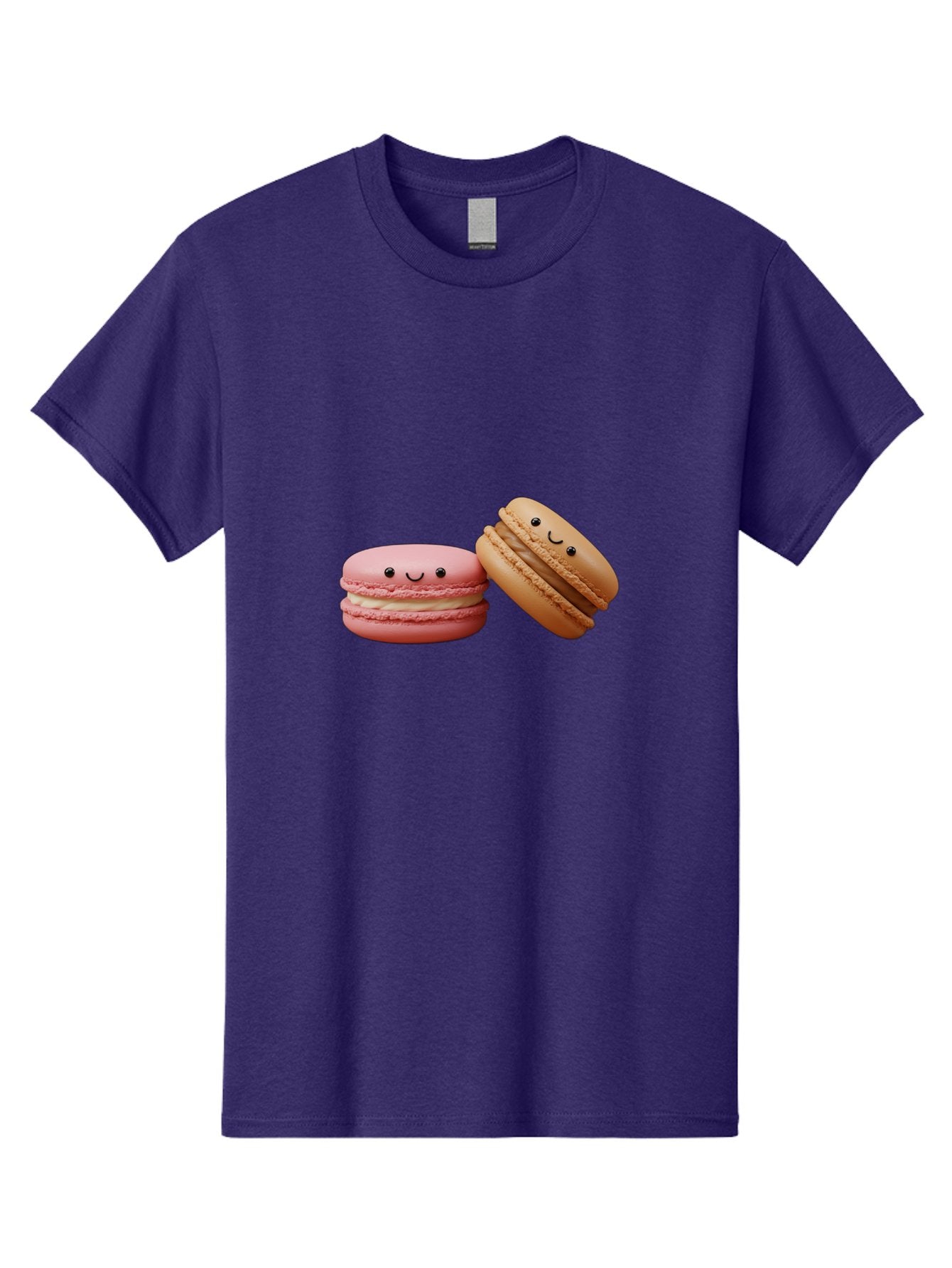 Smiling-Macarons-6 Men'S Graphic Tee, 100% Cotton, Comfortable Casual Summer Wear, Machine Washable, Pink Macaron, Beige Macaron, French Dessert, Sweet Treats, Smiling Faces, Cute Pastries, Delicious Macarons, Bakery Delights Bab423 14