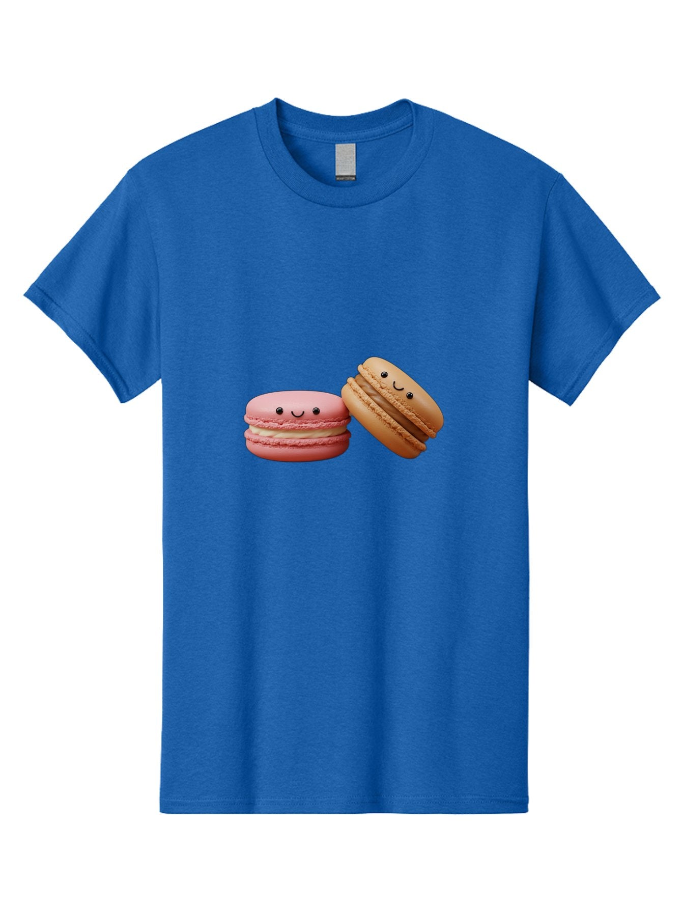 Smiling-Macarons-6 Men'S Graphic Tee, 100% Cotton, Comfortable Casual Summer Wear, Machine Washable, Pink Macaron, Beige Macaron, French Dessert, Sweet Treats, Smiling Faces, Cute Pastries, Delicious Macarons, Bakery Delights Bab423 9