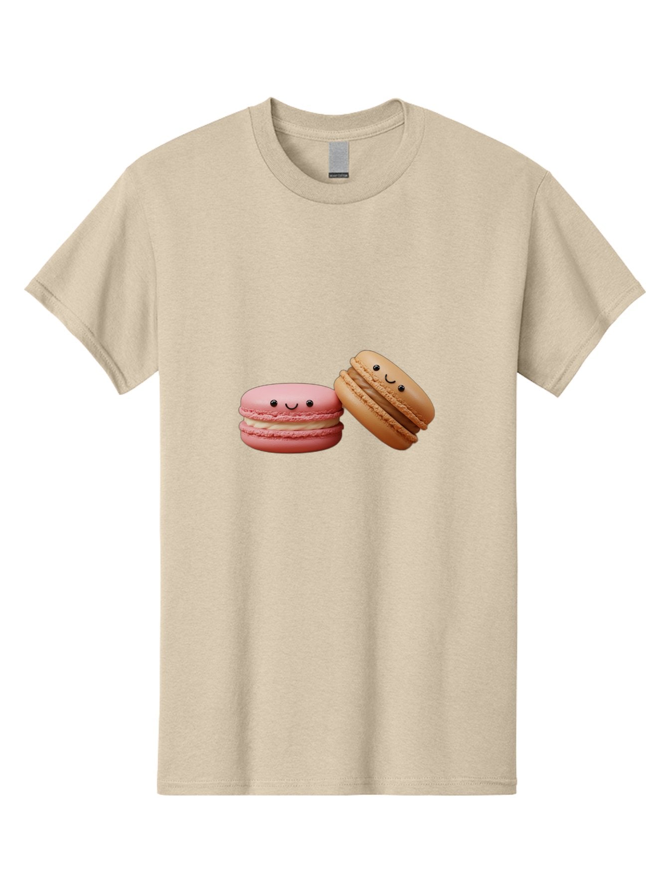 Smiling-Macarons-6 Men'S Graphic Tee, 100% Cotton, Comfortable Casual Summer Wear, Machine Washable, Pink Macaron, Beige Macaron, French Dessert, Sweet Treats, Smiling Faces, Cute Pastries, Delicious Macarons, Bakery Delights Bab423 5