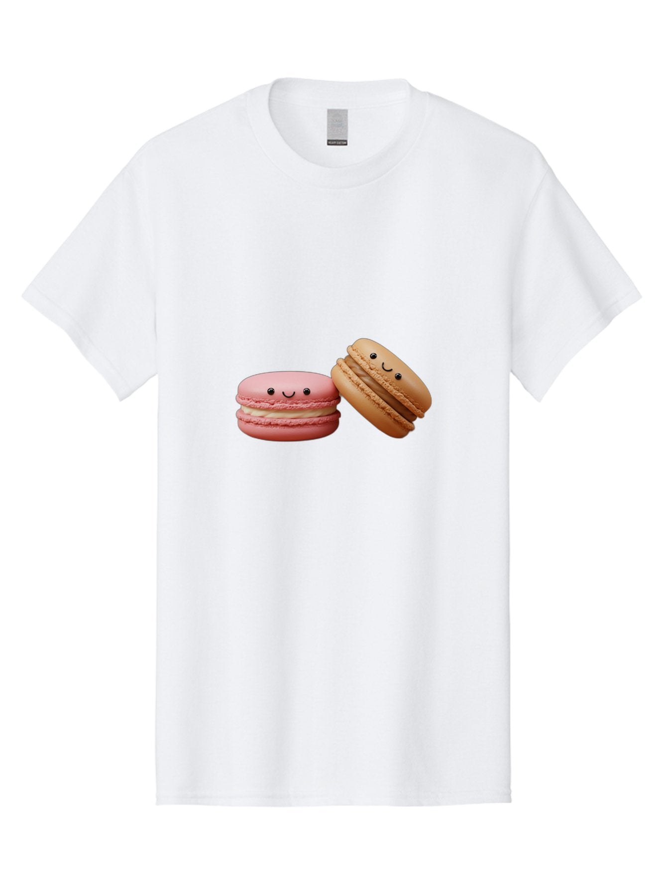 Smiling-Macarons-6 Men'S Graphic Tee, 100% Cotton, Comfortable Casual Summer Wear, Machine Washable, Pink Macaron, Beige Macaron, French Dessert, Sweet Treats, Smiling Faces, Cute Pastries, Delicious Macarons, Bakery Delights Bab423 4