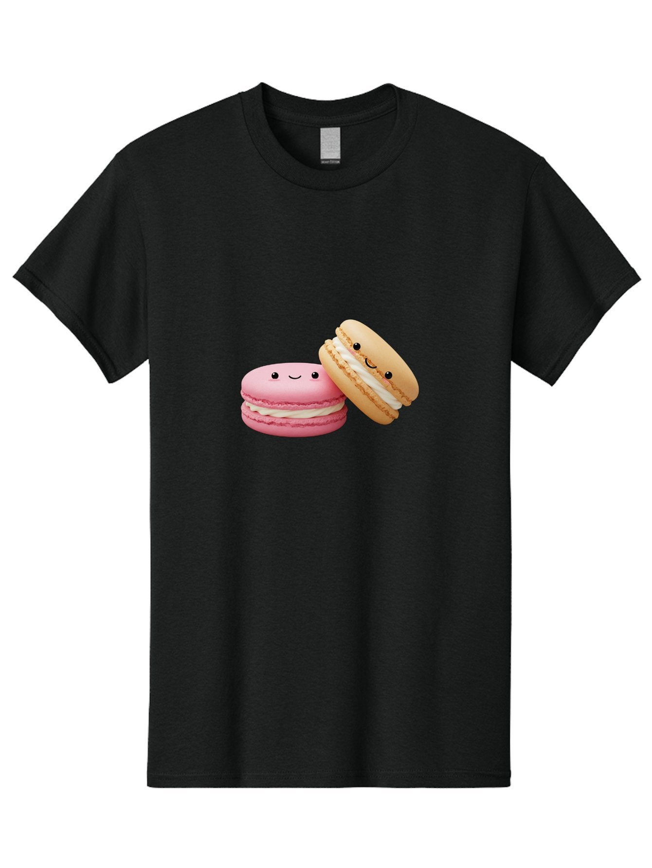 Smiling-Macarons Men'S Graphic Tee, 100% Cotton, Comfortable Casual Summer Wear, Machine Washable, Pink Macaron, Beige Macaron, Smiling Faces, Cute Desserts, White Filling, Adorable Treats, French Pastries, Sweet Delights Bab424 10