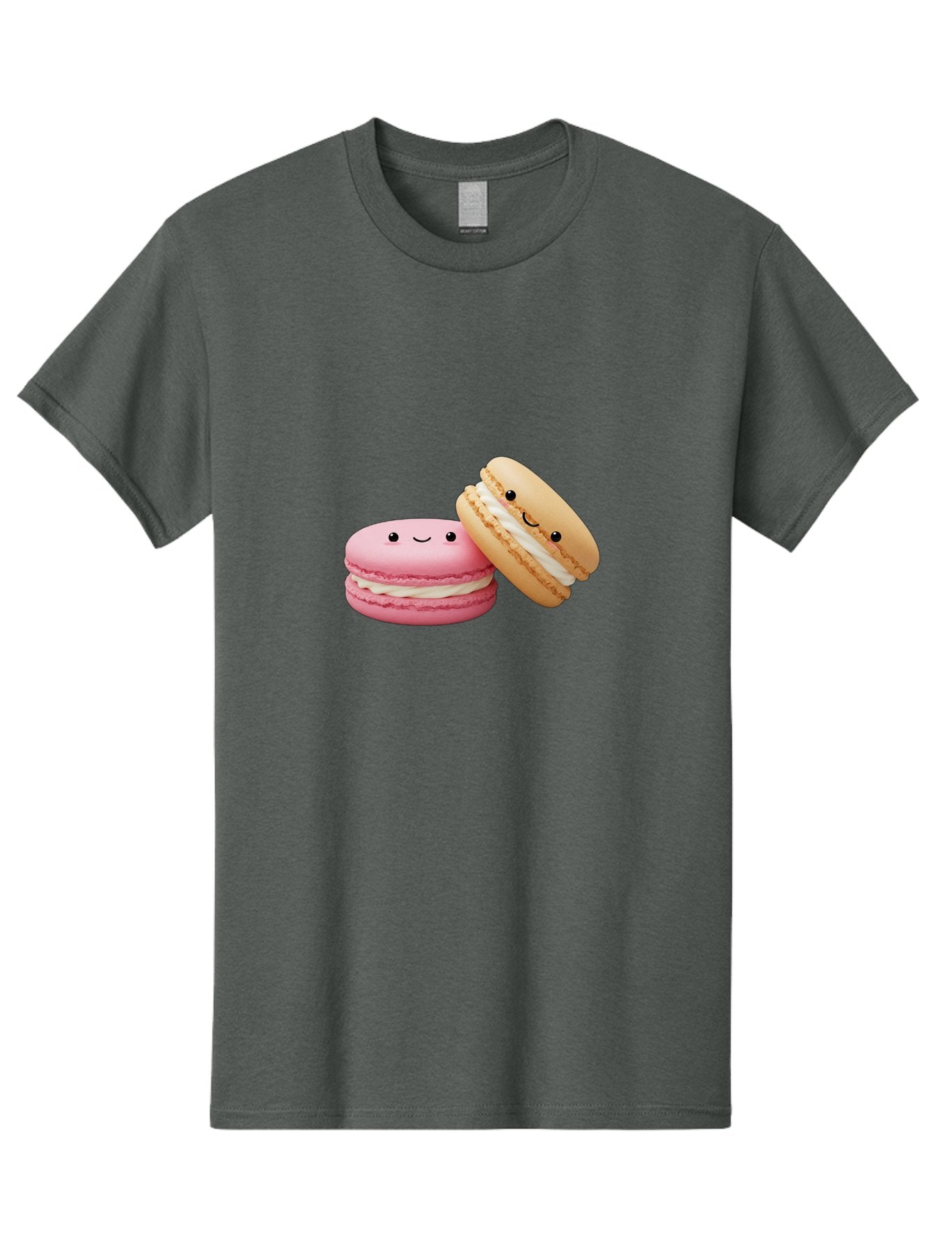 Smiling-Macarons Men'S Graphic Tee, 100% Cotton, Comfortable Casual Summer Wear, Machine Washable, Pink Macaron, Beige Macaron, Smiling Faces, Cute Desserts, White Filling, Adorable Treats, French Pastries, Sweet Delights Bab424 9