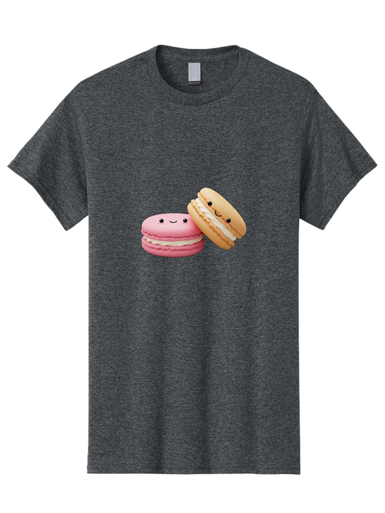 Smiling-Macarons Men'S Graphic Tee, 100% Cotton, Comfortable Casual Summer Wear, Machine Washable, Pink Macaron, Beige Macaron, Smiling Faces, Cute Desserts, White Filling, Adorable Treats, French Pastries, Sweet Delights Bab424 8