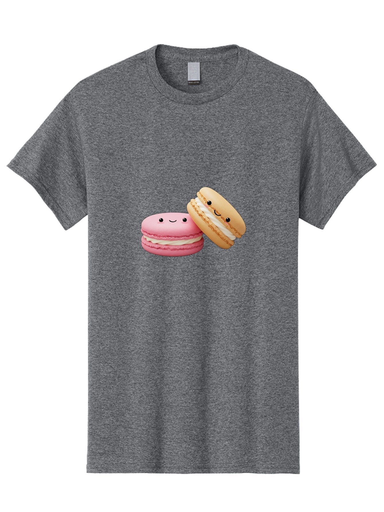 Smiling-Macarons Men'S Graphic Tee, 100% Cotton, Comfortable Casual Summer Wear, Machine Washable, Pink Macaron, Beige Macaron, Smiling Faces, Cute Desserts, White Filling, Adorable Treats, French Pastries, Sweet Delights Bab424 6