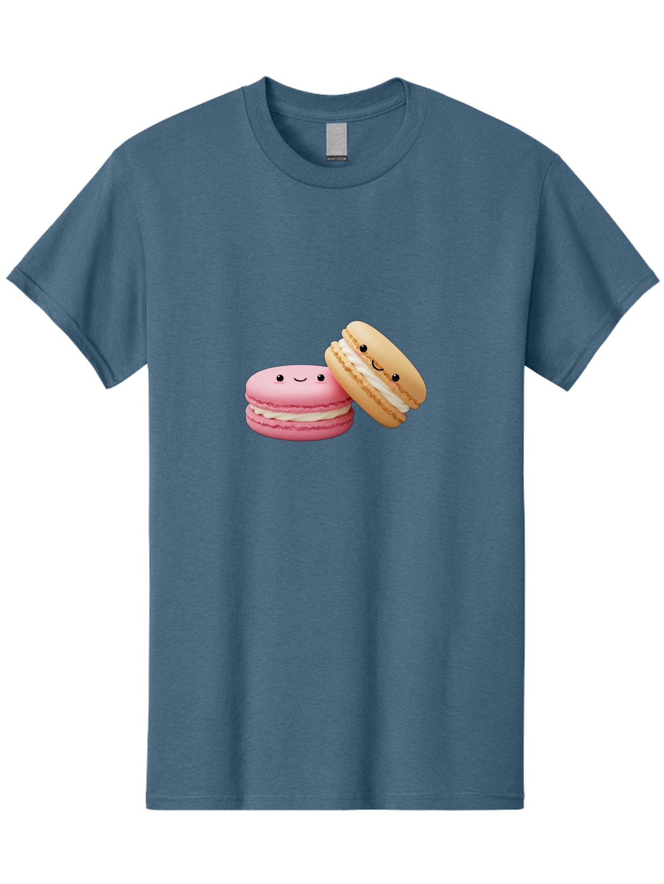 Smiling-Macarons Men'S Graphic Tee, 100% Cotton, Comfortable Casual Summer Wear, Machine Washable, Pink Macaron, Beige Macaron, Smiling Faces, Cute Desserts, White Filling, Adorable Treats, French Pastries, Sweet Delights Bab424 12