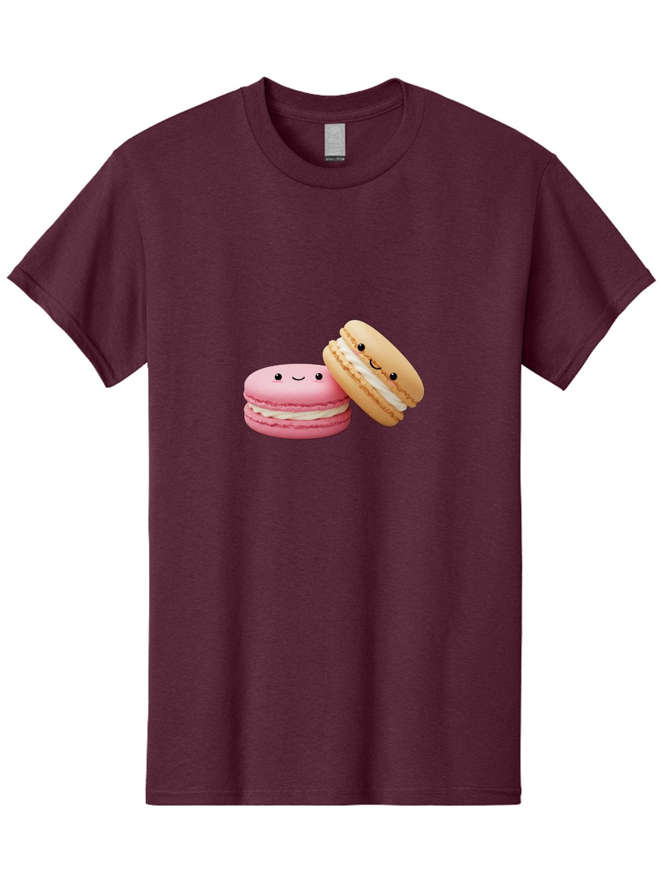 Smiling-Macarons Men'S Graphic Tee, 100% Cotton, Comfortable Casual Summer Wear, Machine Washable, Pink Macaron, Beige Macaron, Smiling Faces, Cute Desserts, White Filling, Adorable Treats, French Pastries, Sweet Delights Bab424 11