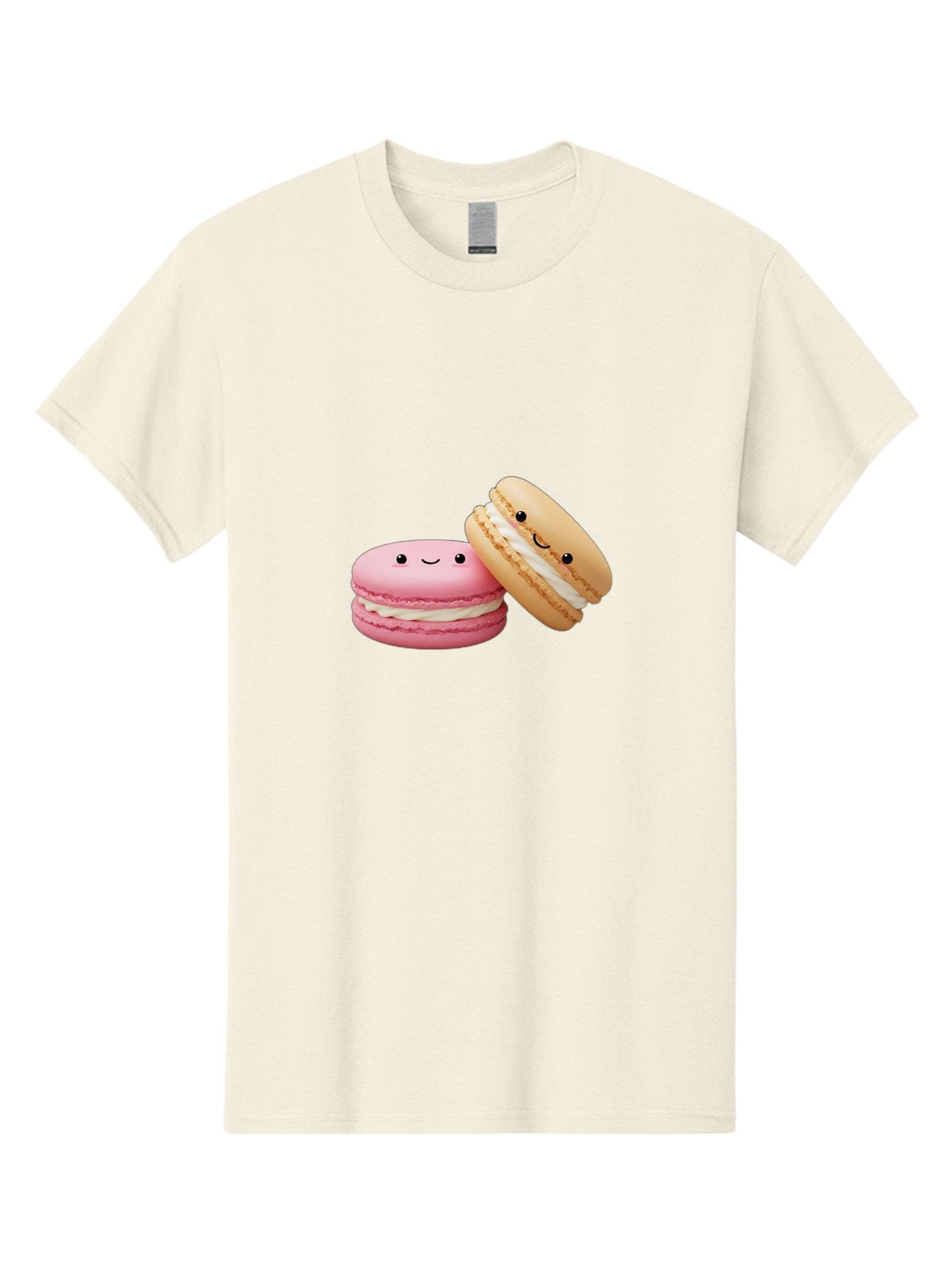 Smiling-Macarons Men'S Graphic Tee, 100% Cotton, Comfortable Casual Summer Wear, Machine Washable, Pink Macaron, Beige Macaron, Smiling Faces, Cute Desserts, White Filling, Adorable Treats, French Pastries, Sweet Delights Bab424