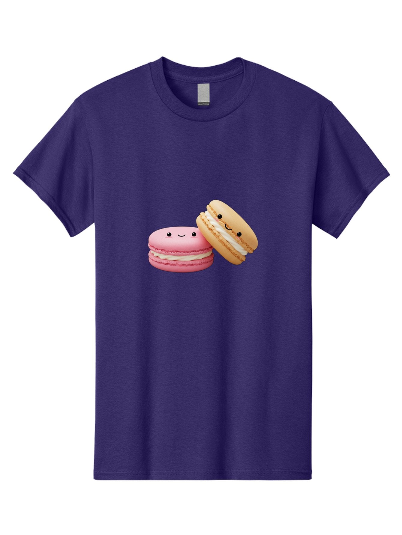 Smiling-Macarons Men'S Graphic Tee, 100% Cotton, Comfortable Casual Summer Wear, Machine Washable, Pink Macaron, Beige Macaron, Smiling Faces, Cute Desserts, White Filling, Adorable Treats, French Pastries, Sweet Delights Bab424 3