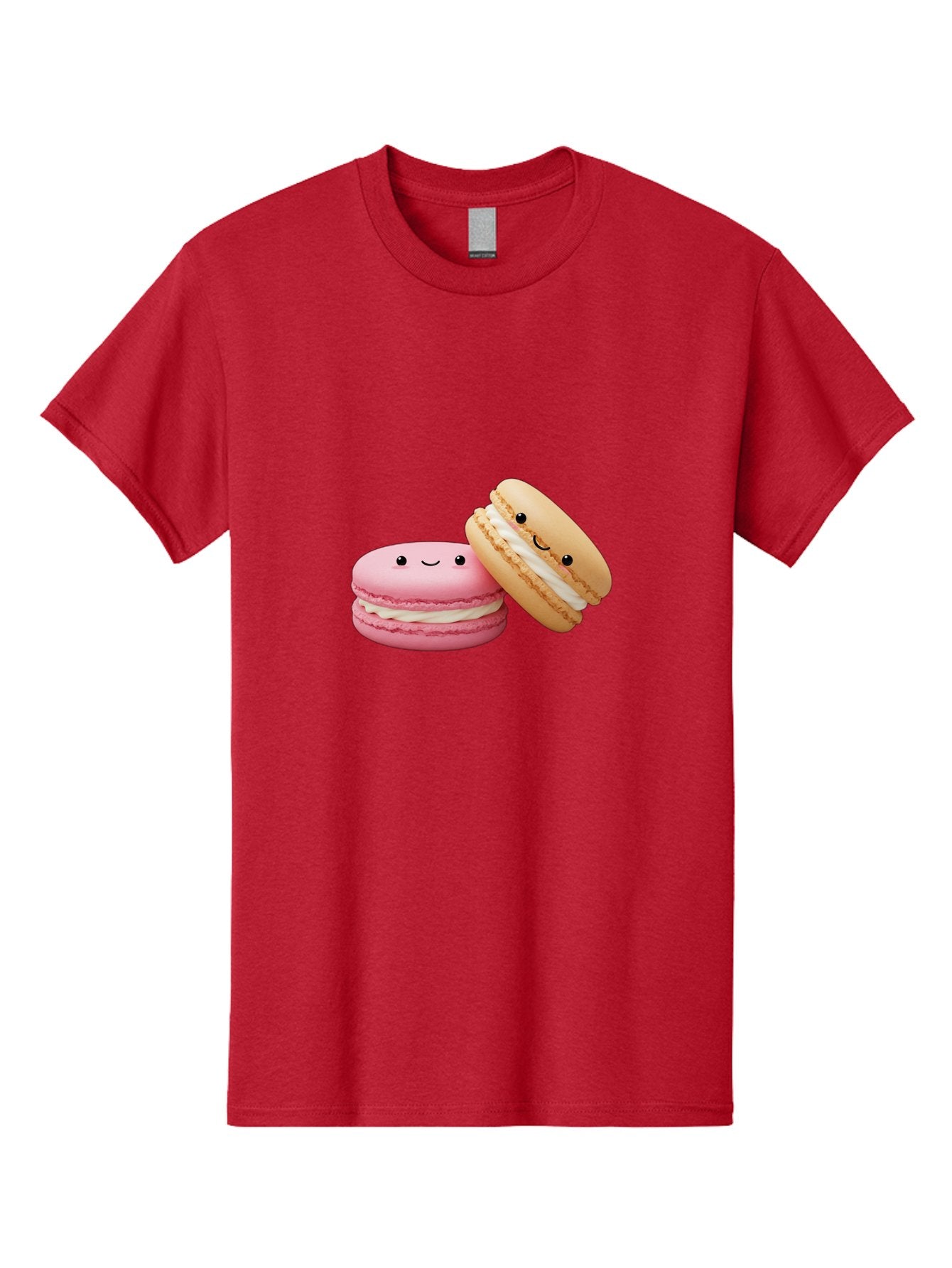 Smiling-Macarons Men'S Graphic Tee, 100% Cotton, Comfortable Casual Summer Wear, Machine Washable, Pink Macaron, Beige Macaron, Smiling Faces, Cute Desserts, White Filling, Adorable Treats, French Pastries, Sweet Delights Bab424 7
