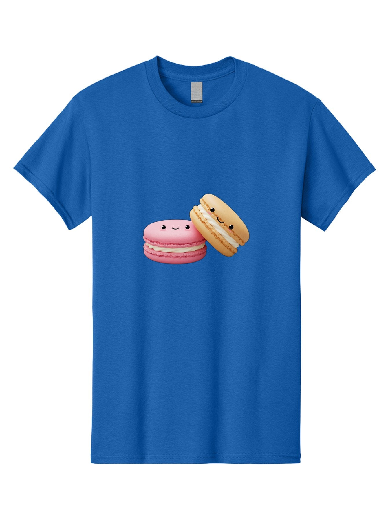 Smiling-Macarons Men'S Graphic Tee, 100% Cotton, Comfortable Casual Summer Wear, Machine Washable, Pink Macaron, Beige Macaron, Smiling Faces, Cute Desserts, White Filling, Adorable Treats, French Pastries, Sweet Delights Bab424 13