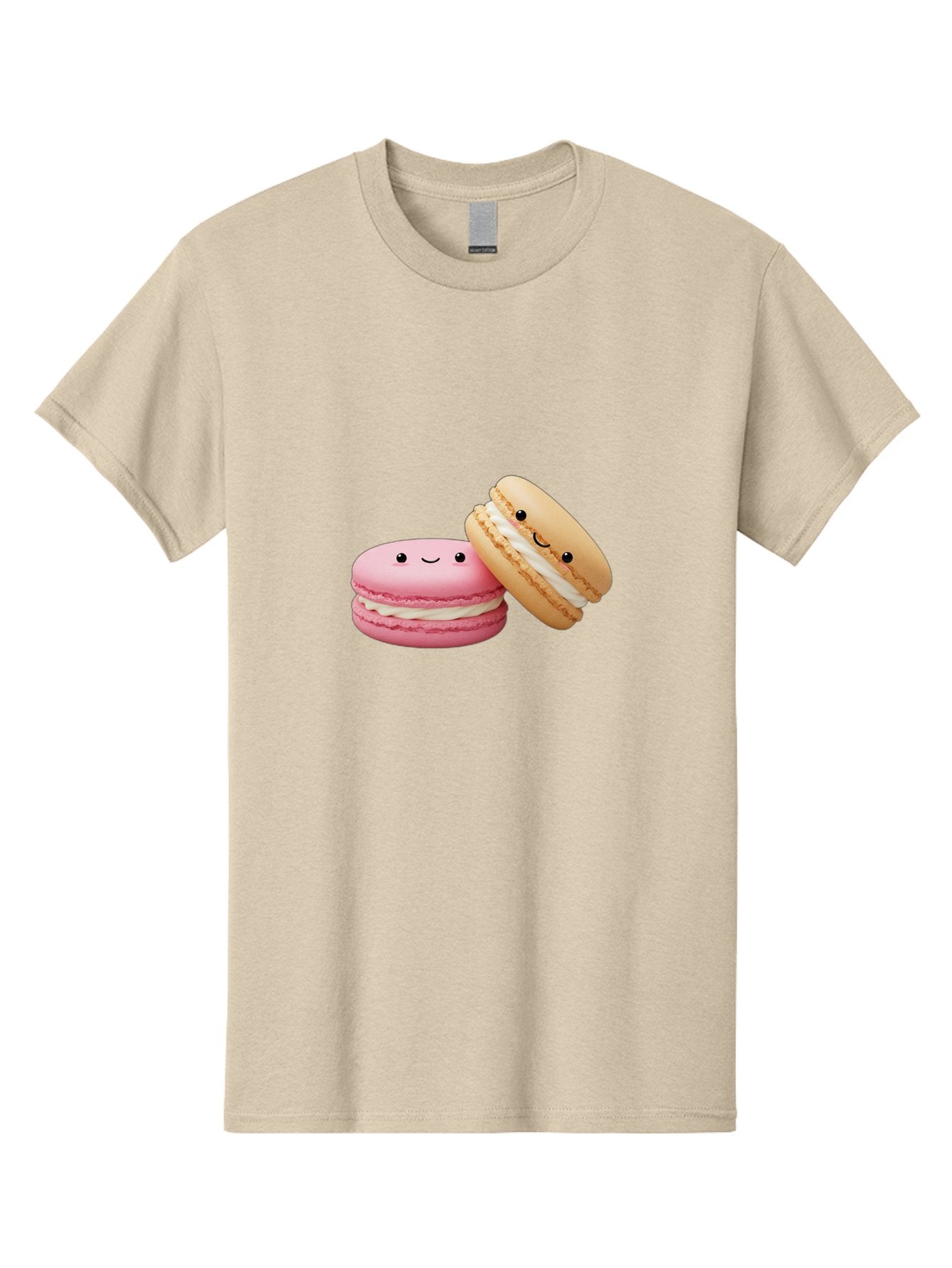 Smiling-Macarons Men'S Graphic Tee, 100% Cotton, Comfortable Casual Summer Wear, Machine Washable, Pink Macaron, Beige Macaron, Smiling Faces, Cute Desserts, White Filling, Adorable Treats, French Pastries, Sweet Delights Bab424 14