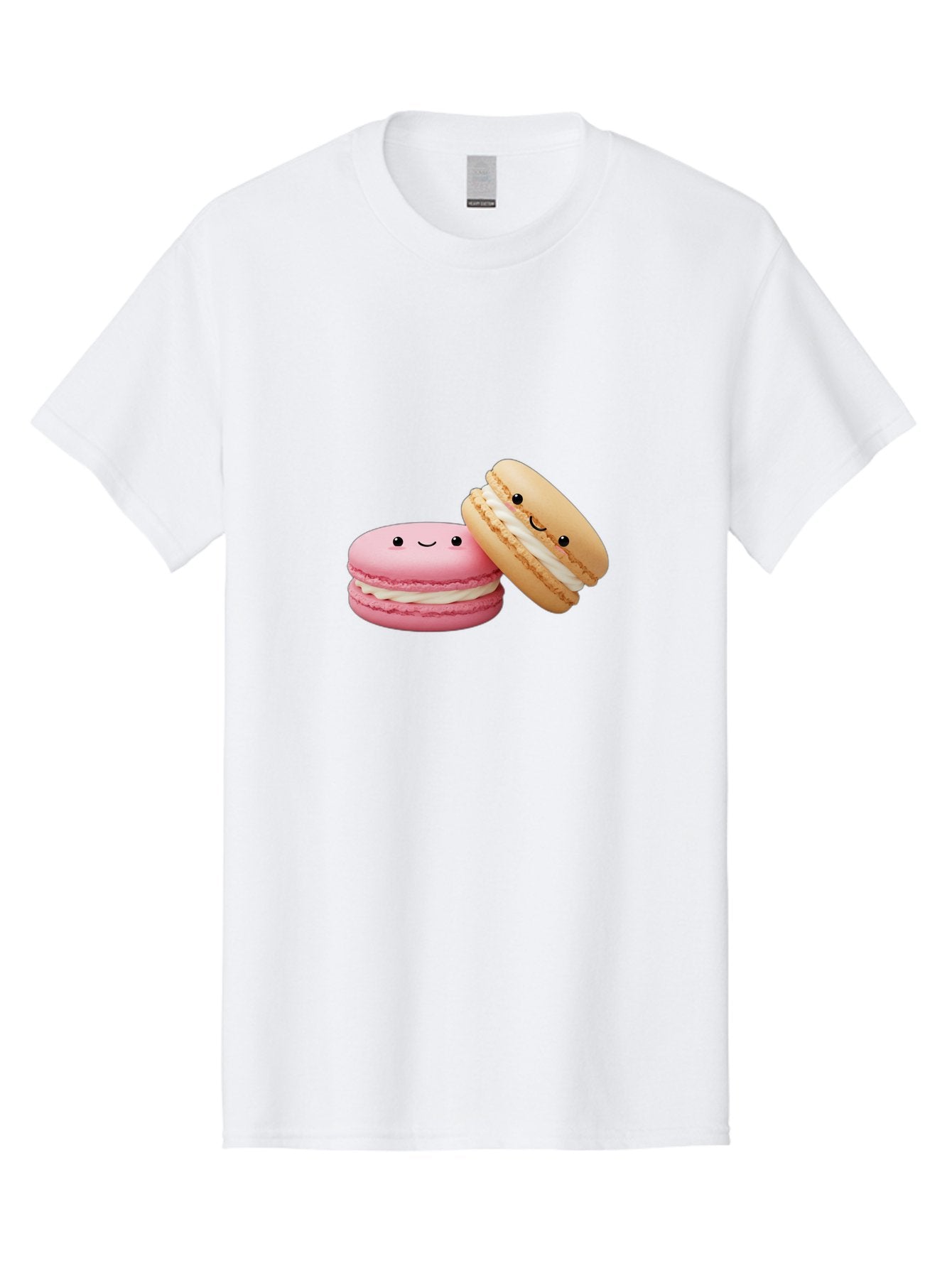 Smiling-Macarons Men'S Graphic Tee, 100% Cotton, Comfortable Casual Summer Wear, Machine Washable, Pink Macaron, Beige Macaron, Smiling Faces, Cute Desserts, White Filling, Adorable Treats, French Pastries, Sweet Delights Bab424 15