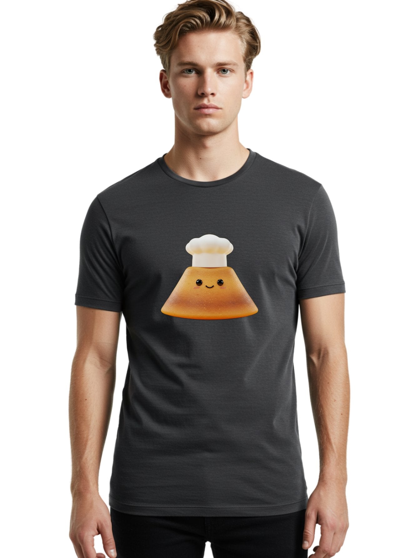 Smiling-Pancake Men'S Graphic Tee, 100% Cotton, Comfortable Casual Summer Wear, Machine Washable, Smiling Pancake, Chef Hat, Cartoon Style, Cute Breakfast Food, Fluffy Pancake, Adorable Character, Funny Face, Kawaii Culture, Breakfast Theme, Bab425 29