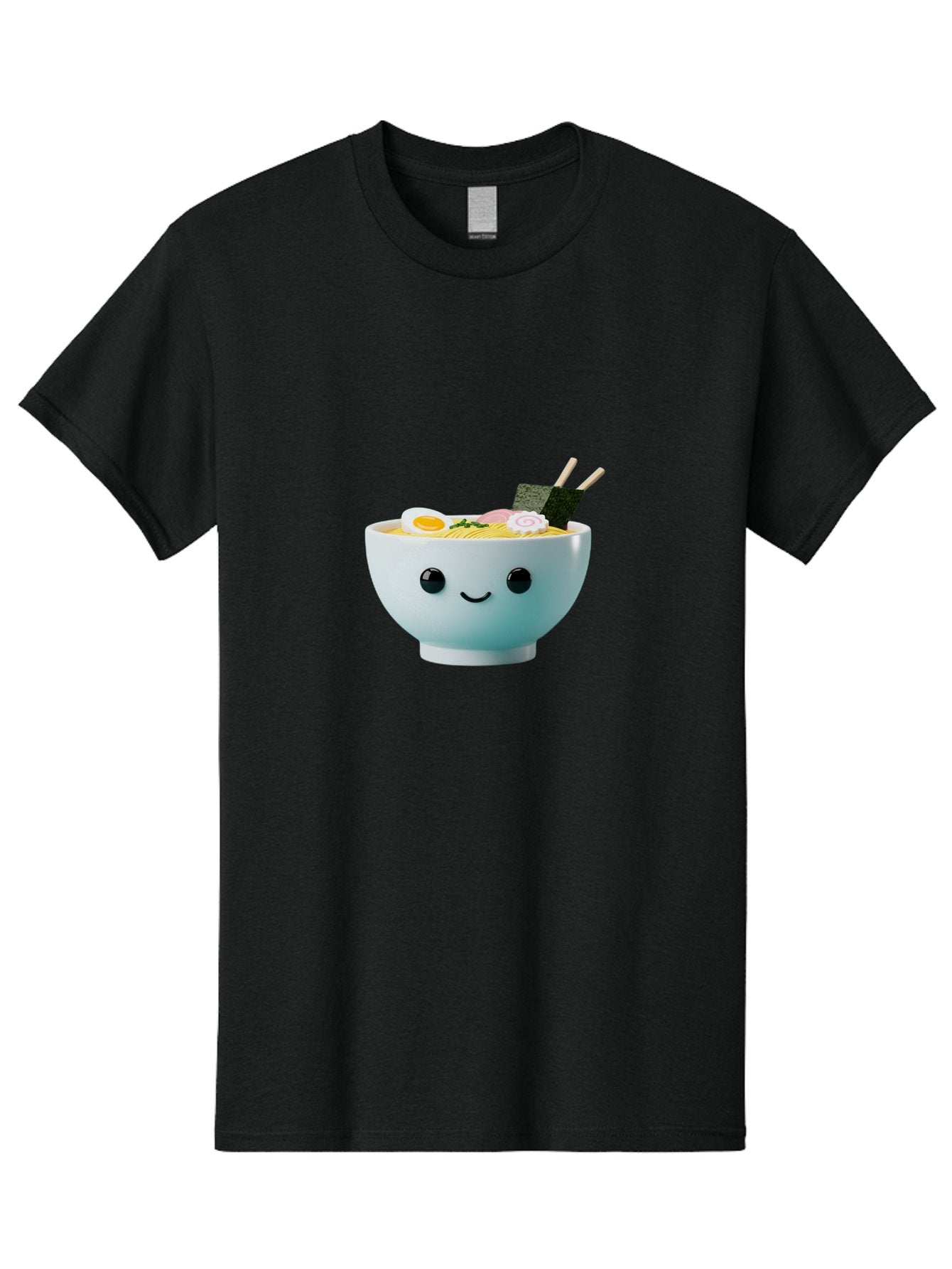 Smiling-Ramen-Bowl Men'S Graphic Tee, 100% Cotton, Comfortable Casual Summer Wear, Machine Washable, Steaming Bowl Of Ramen, Japanese Cuisine, Kawaii Food, Cartoon Character, Noodle Soup, Boiled Egg, Seaweed, Chopsticks, Smiling Face, Bab426 4