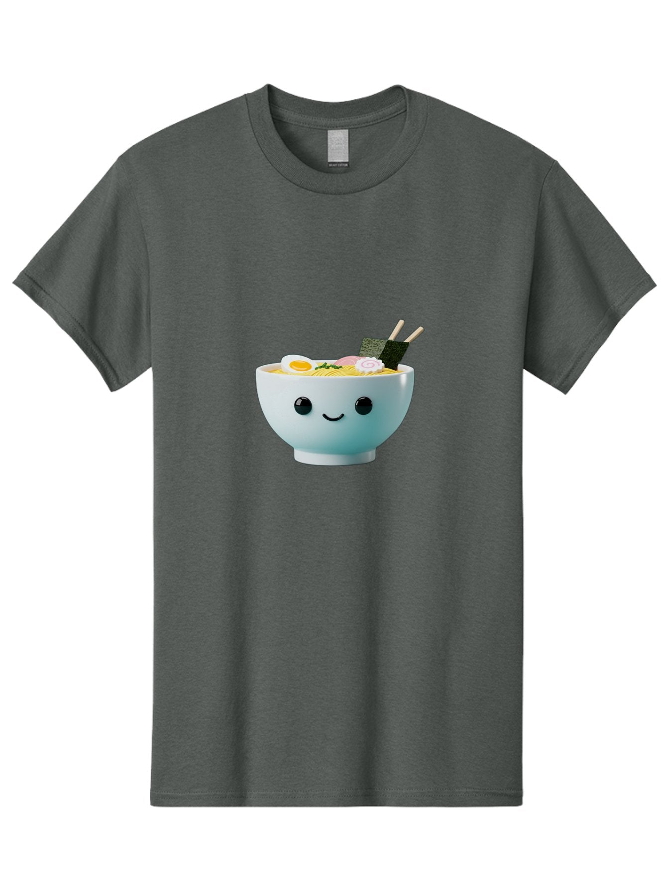 Smiling-Ramen-Bowl Men'S Graphic Tee, 100% Cotton, Comfortable Casual Summer Wear, Machine Washable, Steaming Bowl Of Ramen, Japanese Cuisine, Kawaii Food, Cartoon Character, Noodle Soup, Boiled Egg, Seaweed, Chopsticks, Smiling Face, Bab426 12