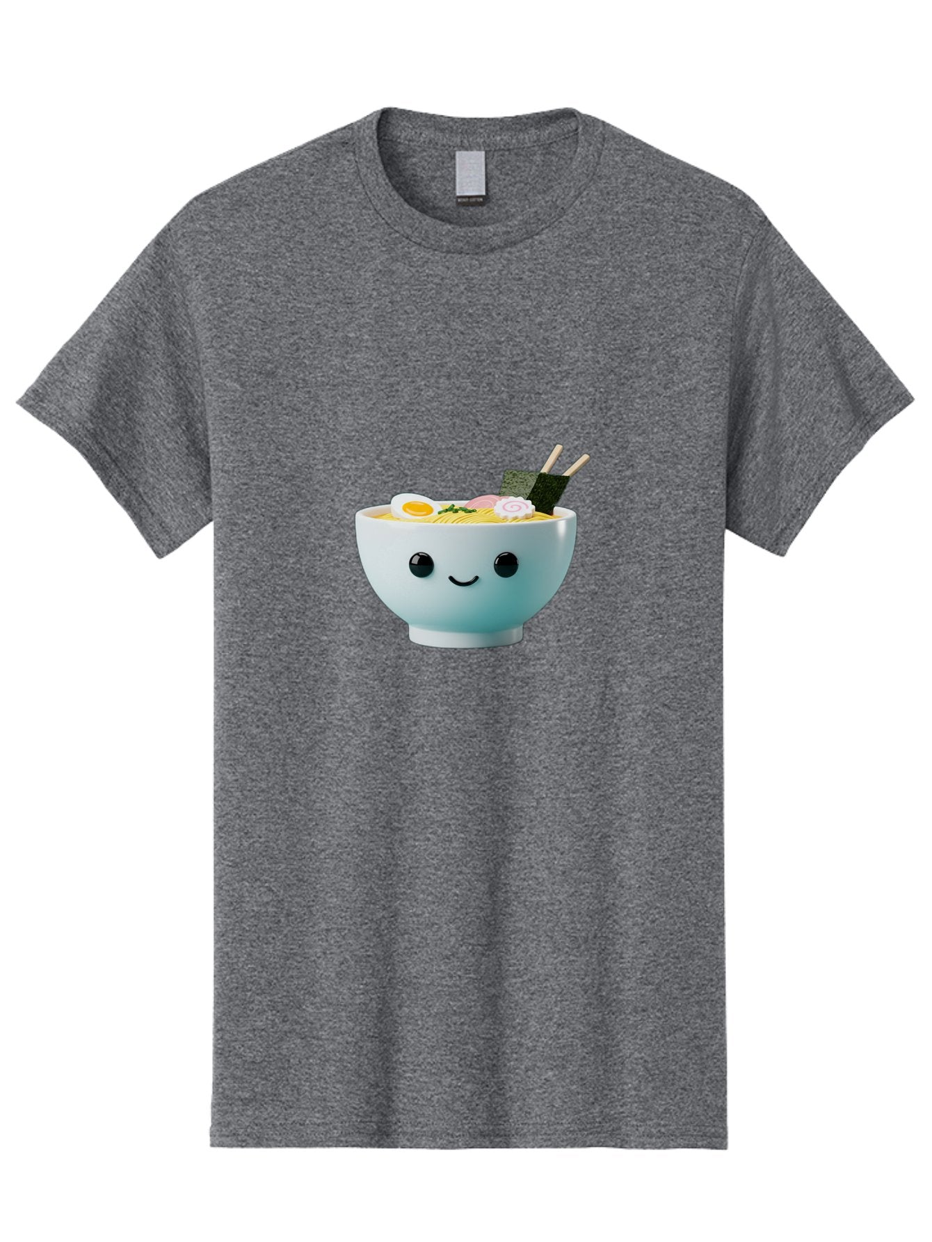 Smiling-Ramen-Bowl Men'S Graphic Tee, 100% Cotton, Comfortable Casual Summer Wear, Machine Washable, Steaming Bowl Of Ramen, Japanese Cuisine, Kawaii Food, Cartoon Character, Noodle Soup, Boiled Egg, Seaweed, Chopsticks, Smiling Face, Bab426 15