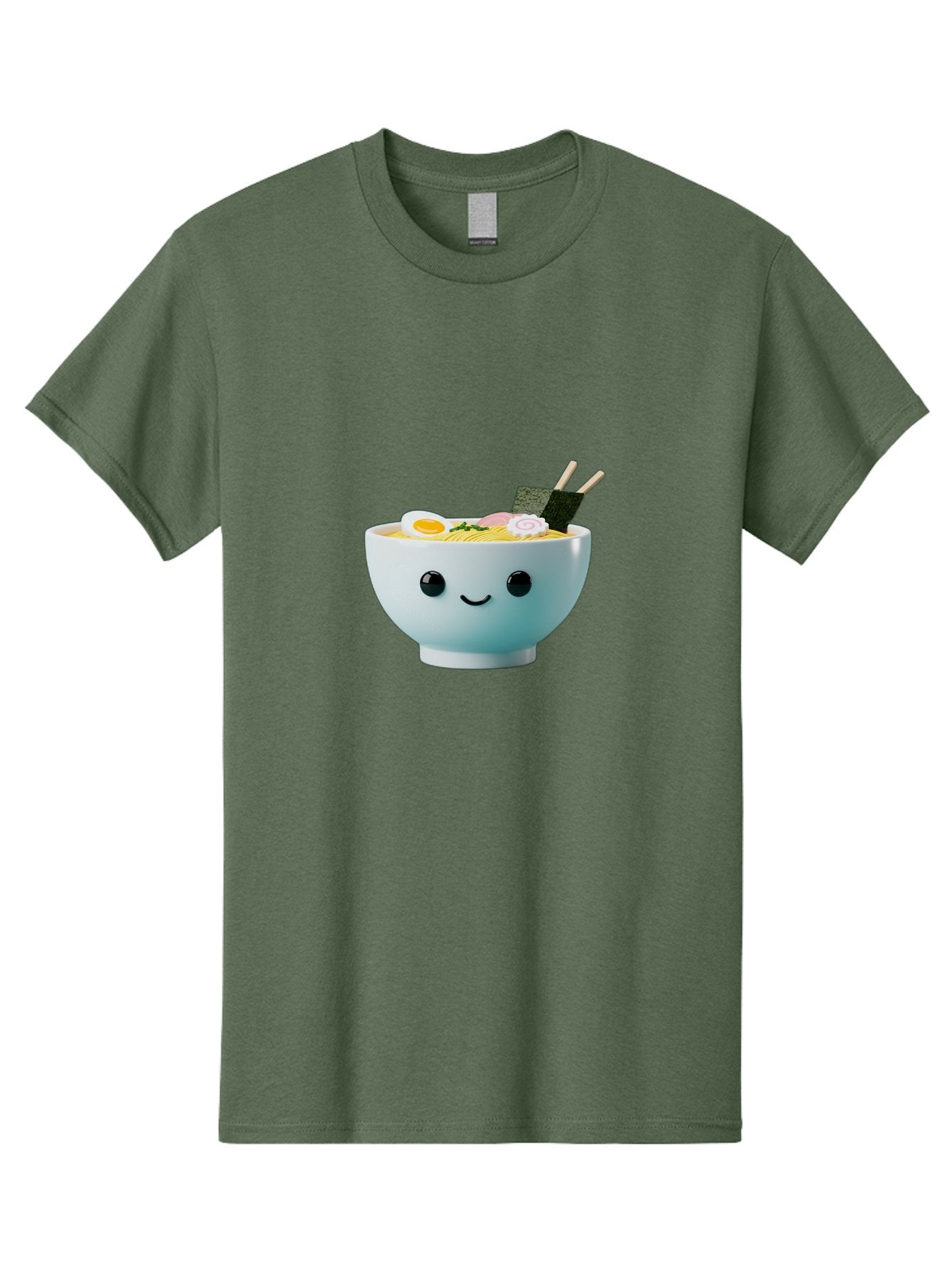 Smiling-Ramen-Bowl Men'S Graphic Tee, 100% Cotton, Comfortable Casual Summer Wear, Machine Washable, Steaming Bowl Of Ramen, Japanese Cuisine, Kawaii Food, Cartoon Character, Noodle Soup, Boiled Egg, Seaweed, Chopsticks, Smiling Face, Bab426 8