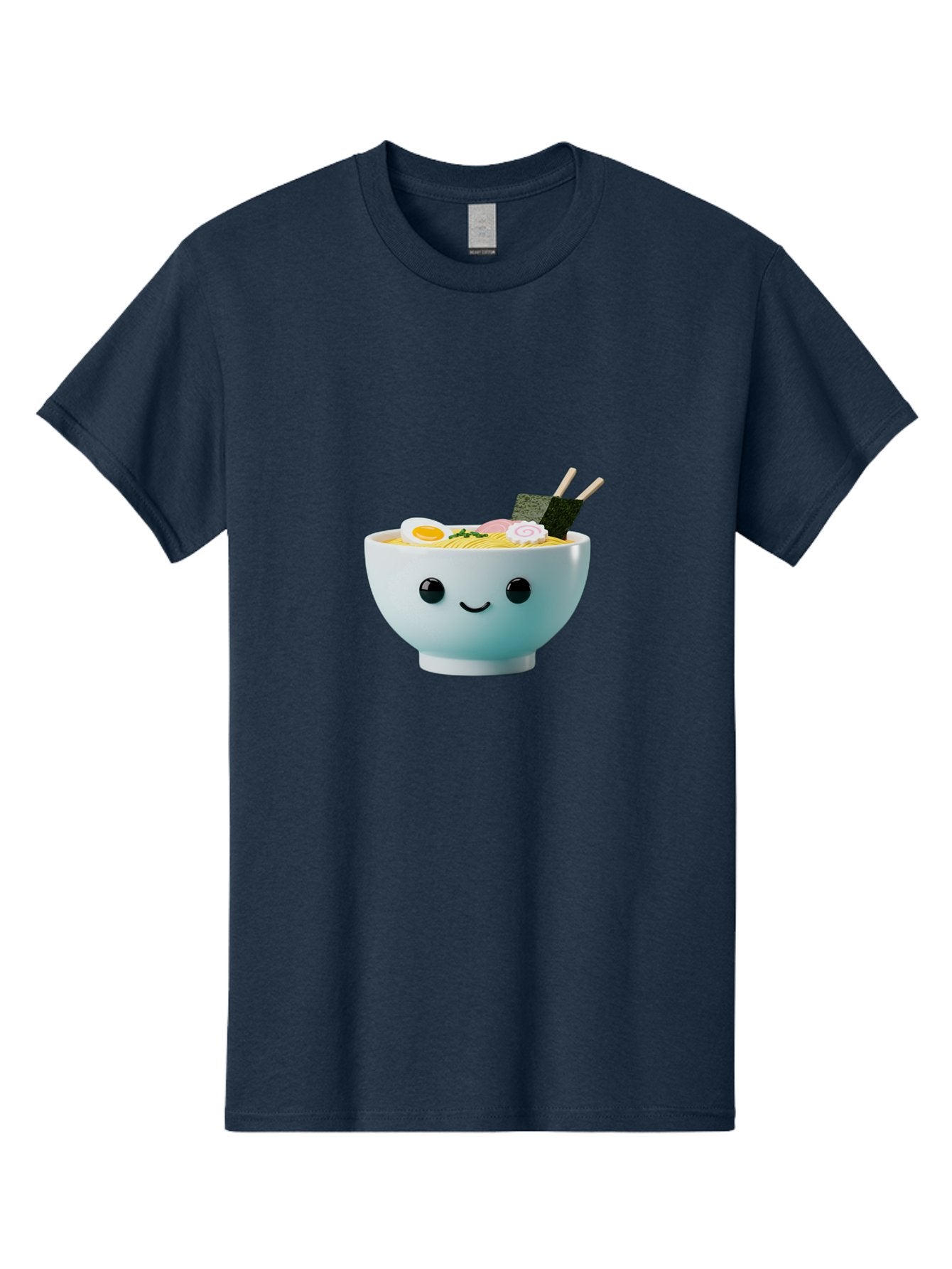 Smiling-Ramen-Bowl Men'S Graphic Tee, 100% Cotton, Comfortable Casual Summer Wear, Machine Washable, Steaming Bowl Of Ramen, Japanese Cuisine, Kawaii Food, Cartoon Character, Noodle Soup, Boiled Egg, Seaweed, Chopsticks, Smiling Face, Bab426 3